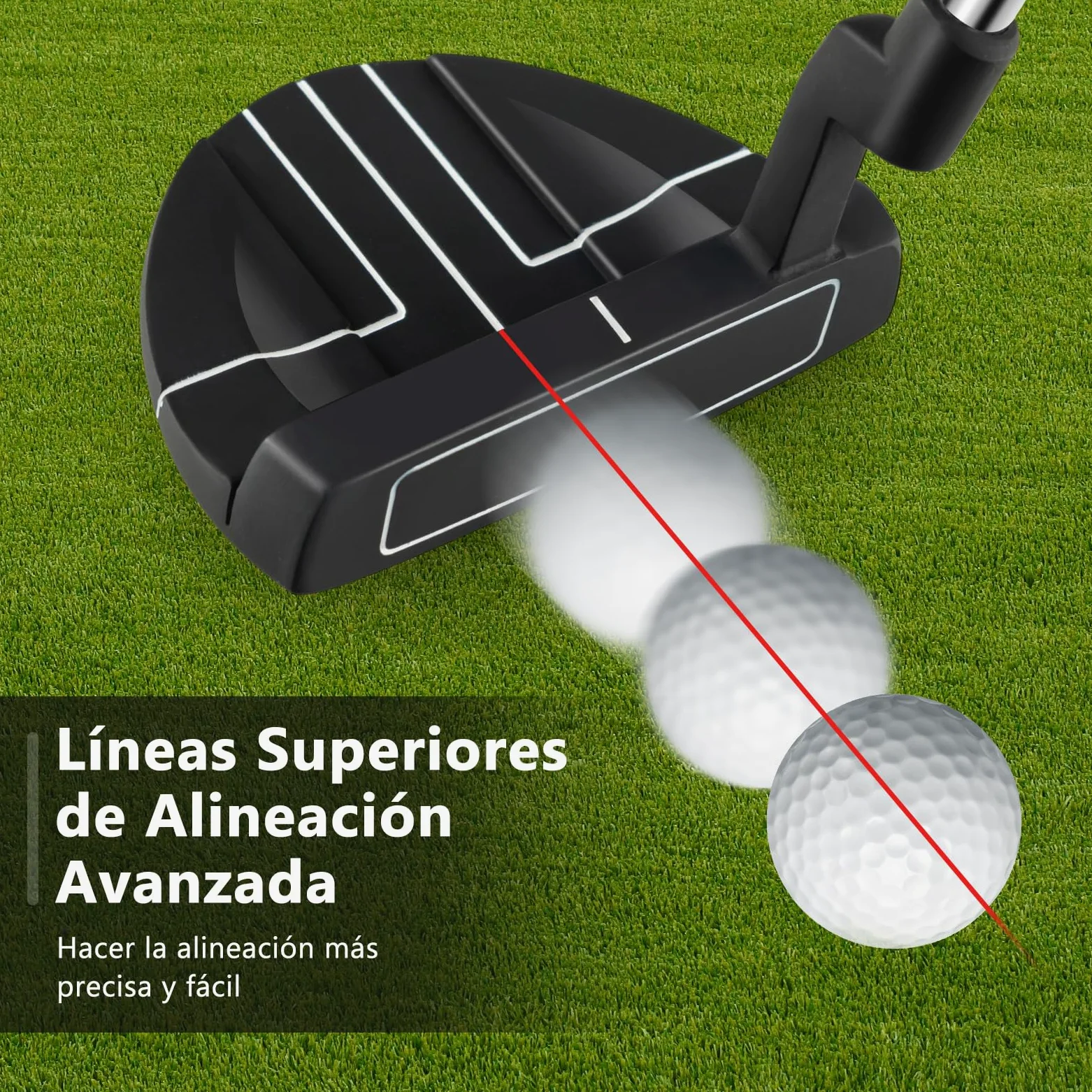 GYMAX Putter Estilo Mazo De 89 Cm con Ayuda De Alineación, Agarre De Goma Y Cubierta para La Cabeza, Superficie De Golpe Ranurada, Cabeza De Aleación De Zinc, Putter De Golf para Diestros