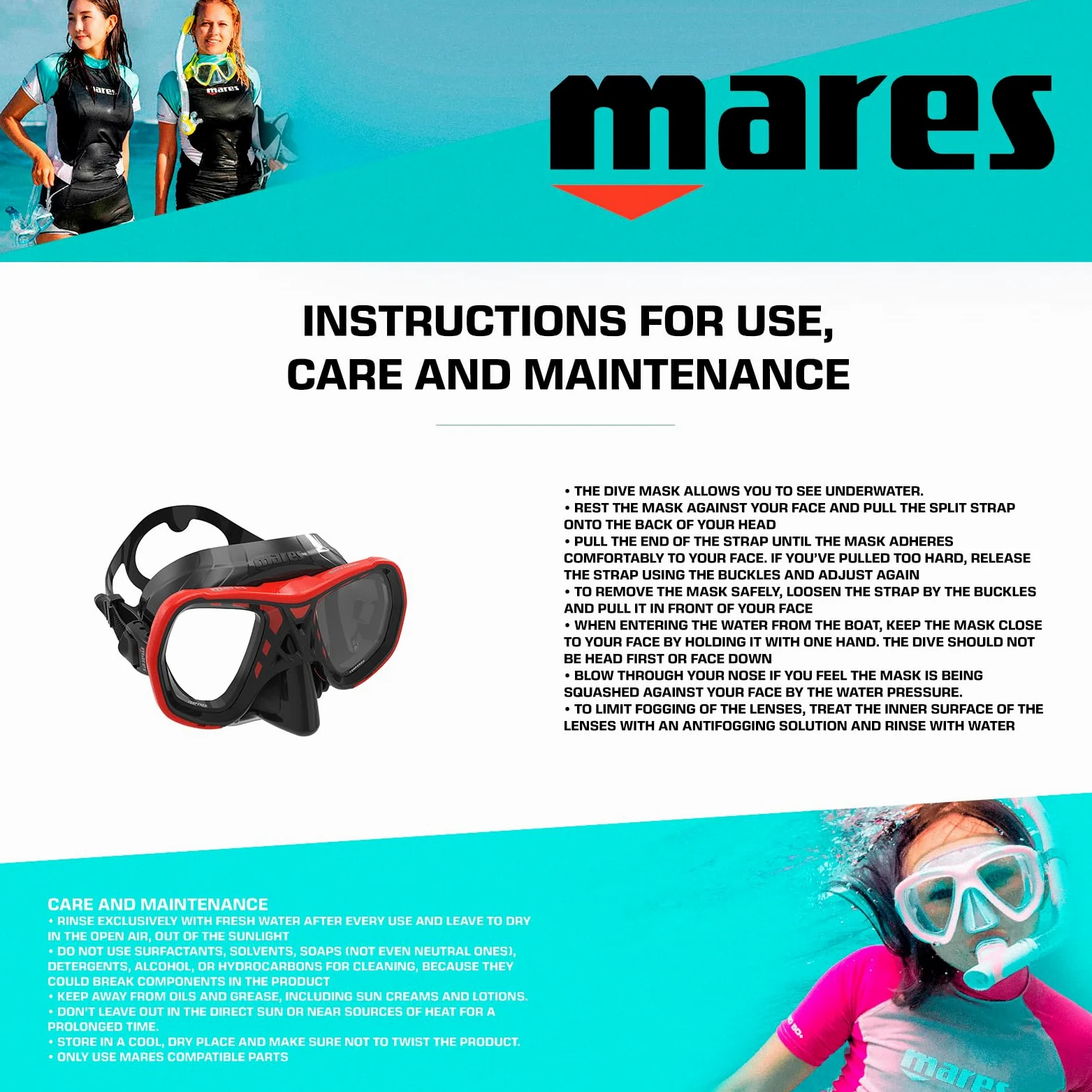 Mares Spyder Mascara de Buceo, Unisex Adulto