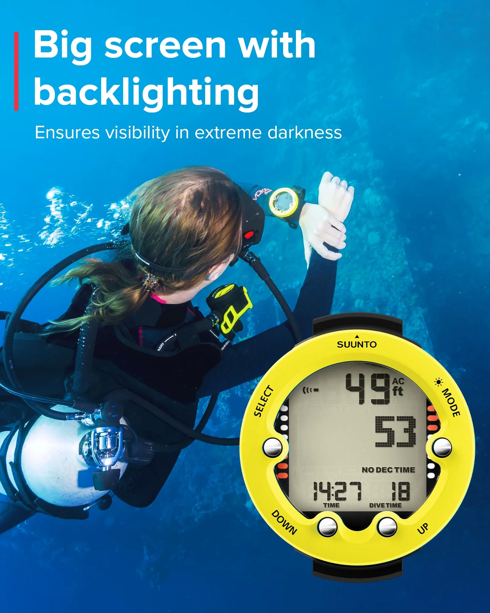 SUUNTO Zoop Novo - Ordenador de buceo de muñeca, color amarillo limón