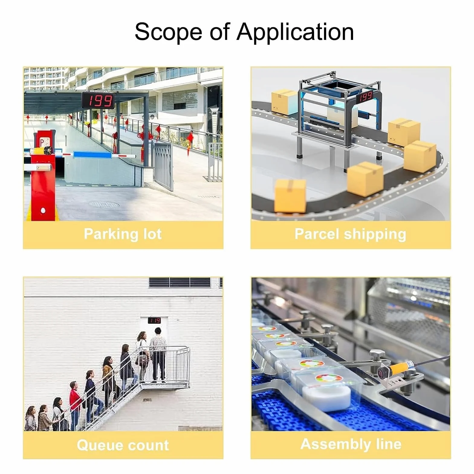 Contador Digital con Control Remoto, Pantalla de 4 Dígitos para Conteo Preciso, para Cintas Transportadoras, Líneas de Producción, Seguimiento de Visitantes (30cm Distance)