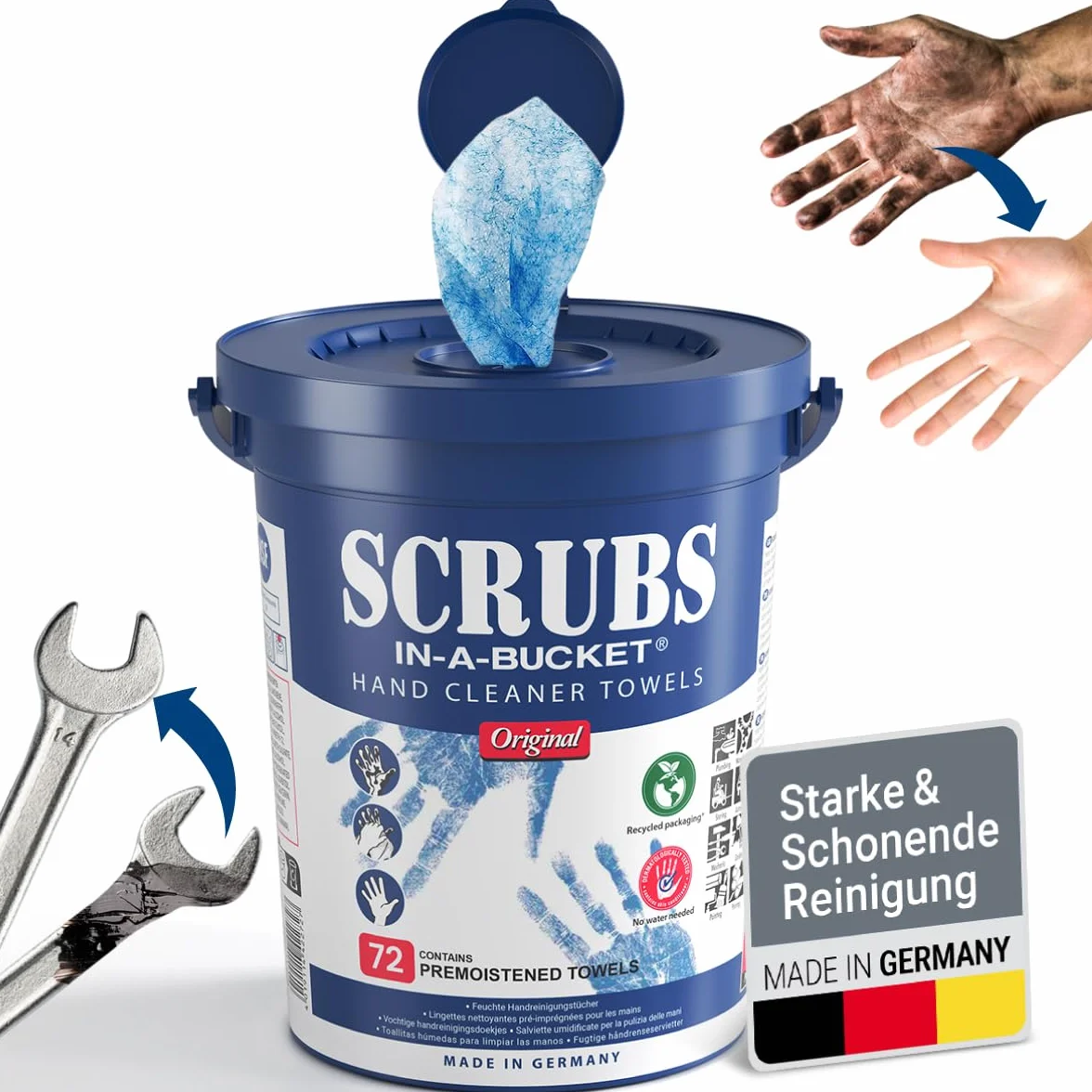 ITW Scrubs-in-a-bucket 72 Paños de limpieza