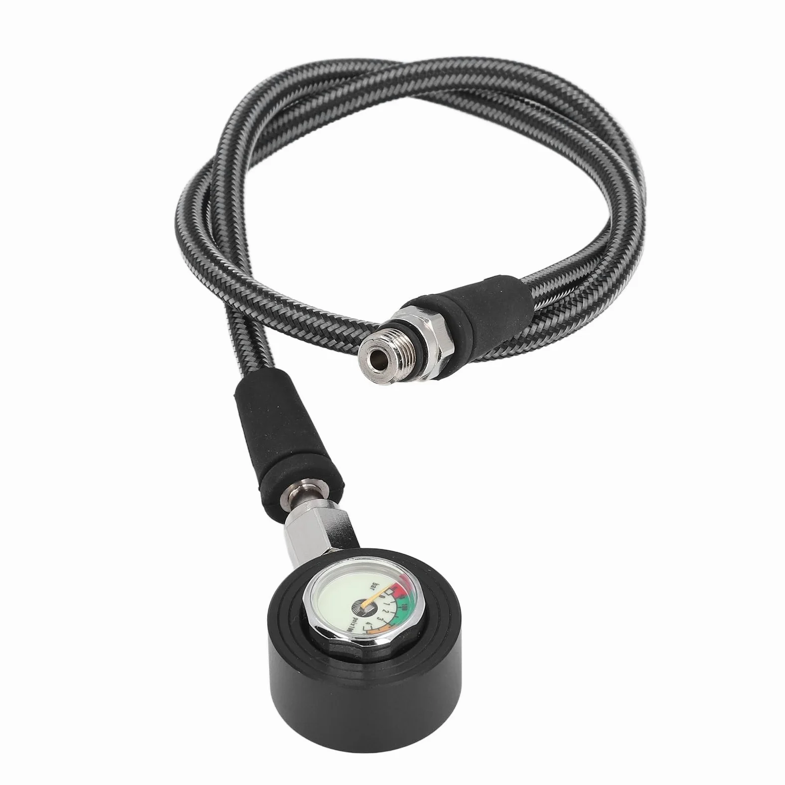 Manómetro de Buceo Manómetro Sumergible Duradero y Luminoso para Buceadores con Manguera de Alta Presión Hecha de Fibra de Carbono y Aleación de Aluminio
