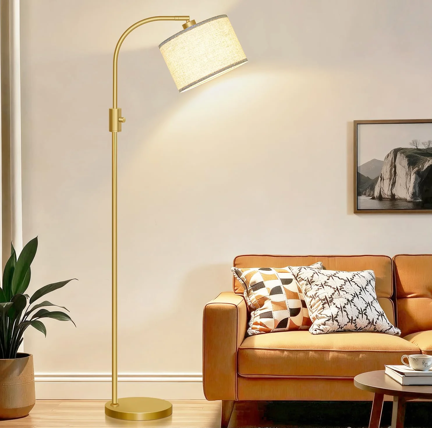 Nintiue Lámpara de pie regulable 1200 lúmenes LED 165cm arco con pantalla ajustable