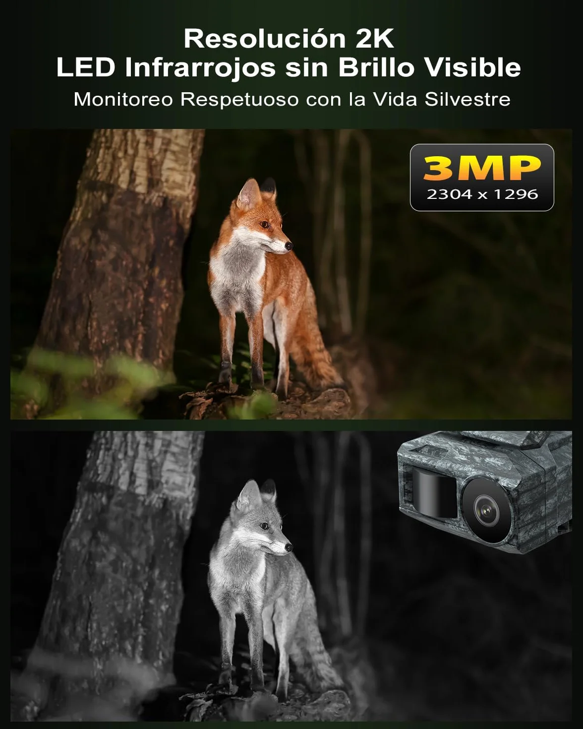 Xega Cámara Solar 4G con Tarjeta SIM 2 Paneles Solares, Fototrampeo Caza Exterior Inalámbrica, Detección de Movimiento, Visión Nocturna Sin Luz, Rotación 220°, Alertas En App (WiFi No Compatible)
