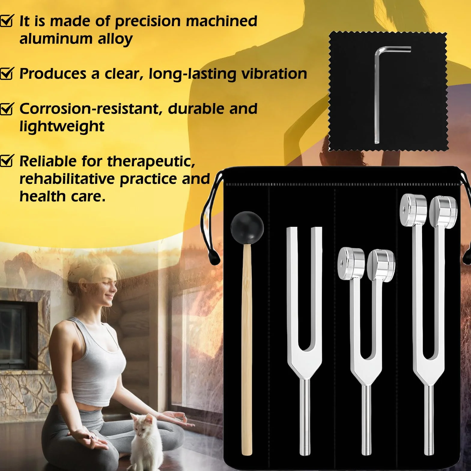 Juego de diapasón neurología 128 Hz 256 Hz 512 Hz martillo pequeño terapia de sonido antiestrés