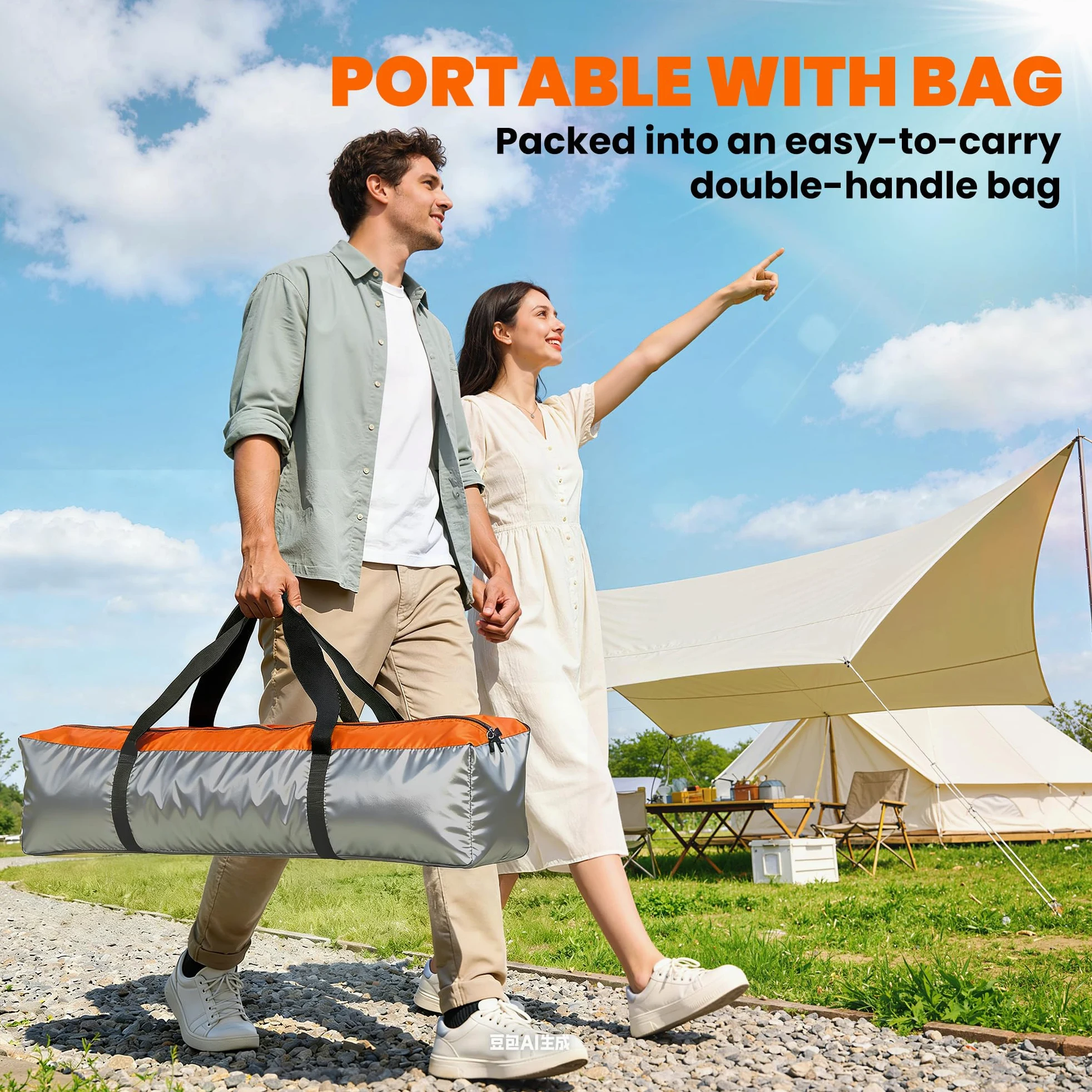 Tienda de campaña instantánea de Doble Capa Outsunny con Cubierta Impermeable, Tienda Domo Hexagonal para 4 Personas, Refugio de Camping portátil con Suelo Cosido y Bolsa de Transporte, Ideal para