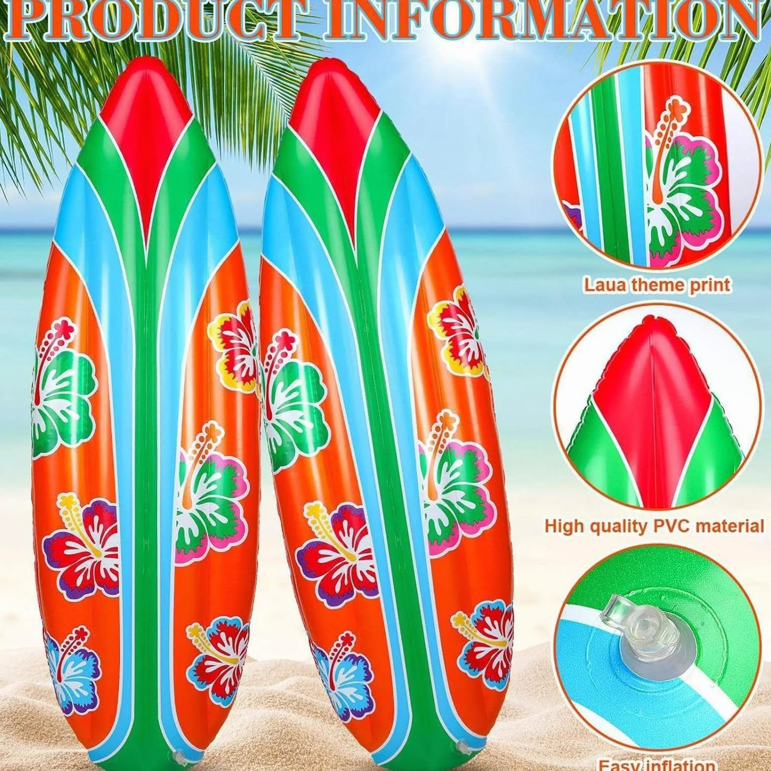 Tabla de Surf Hinchable Juguete De Piscina Con 2 Piezas | Tabla Surf Para Niños Para , Decoración, Piscina, Playa, Agua, Patio, Exterior Y Verano