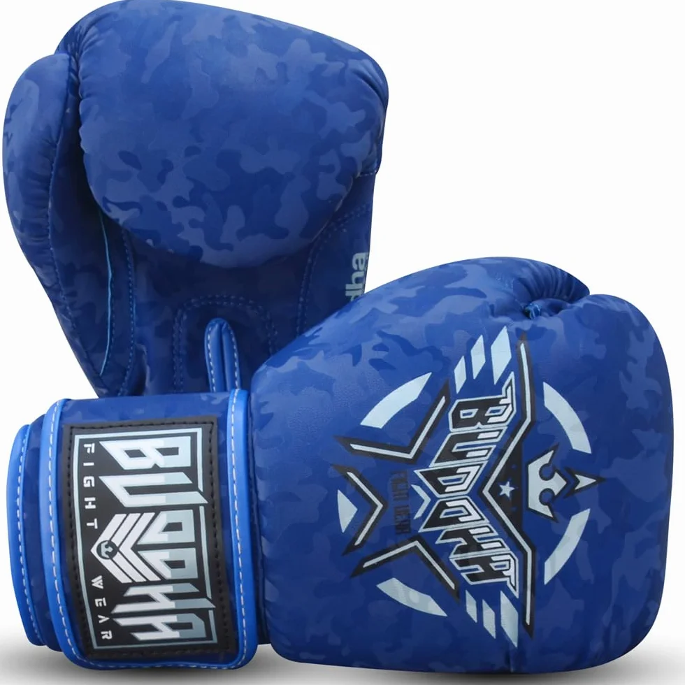 BUDDHA FIGHT WEAR - Guantes de Boxeo Thailand - Muay Thai - Kick Boxing - Piel Sintética Tejido Interior Resistente A Los Olores - Varios Diseños