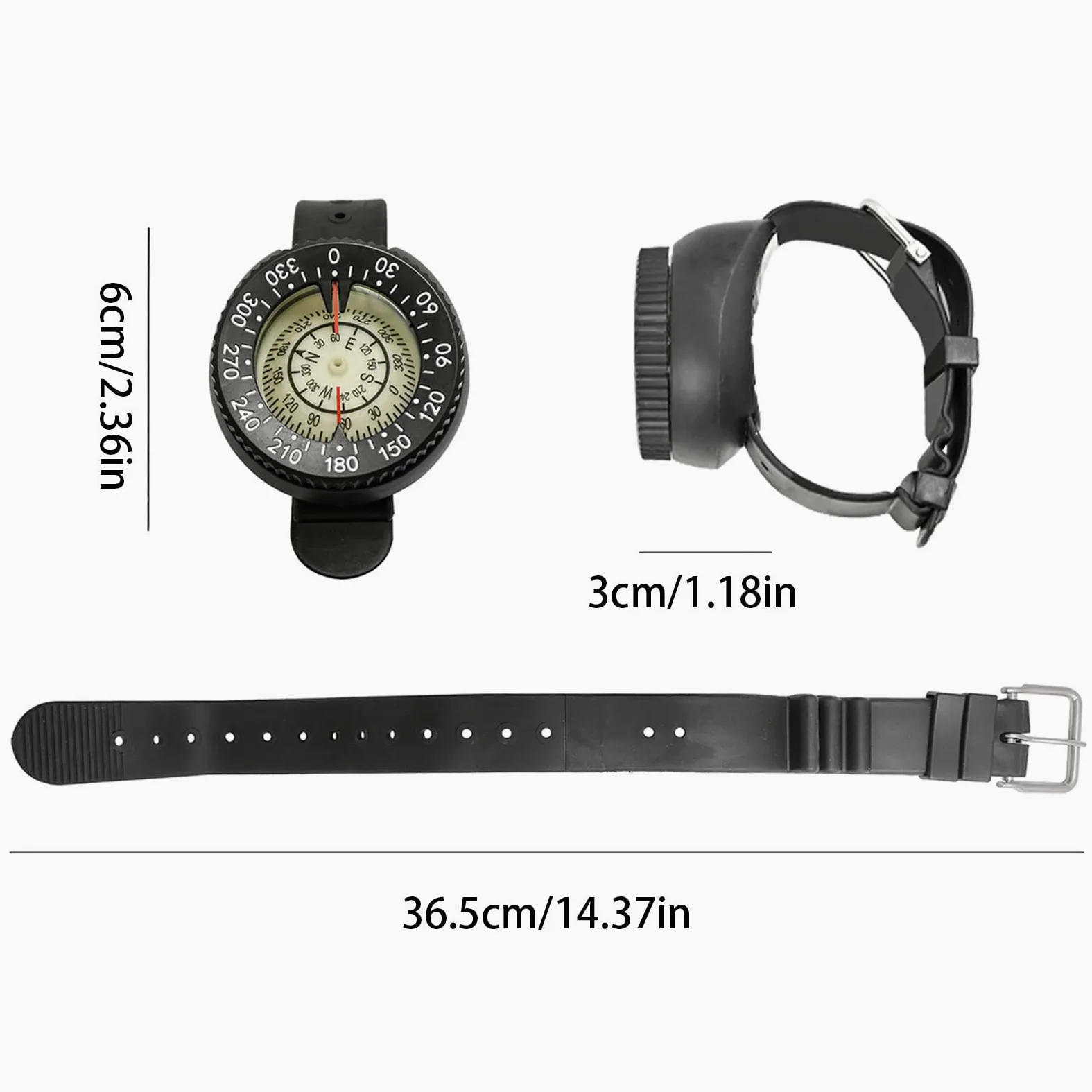 Reloj de brújula, herramienta de navegación de navegación, brújula luminosa precisa portátil para mochileros, kayak, orientación, buceo, supervivencia