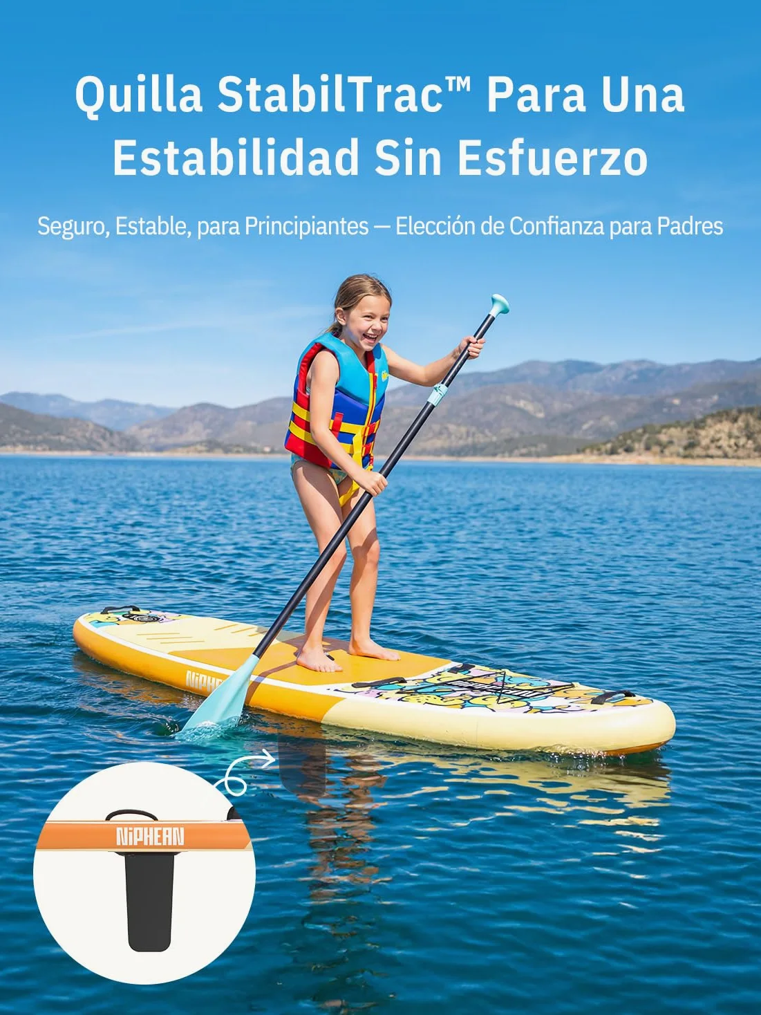 Niphean Tabla Paddle Surf Hinchable con Accesorios 320cm/230cm Sup | Tabla Paddle Surf Rígida, Antideslizante, Kit Reparación, Adultos, Jóvenes, Principiantes, Yoga
