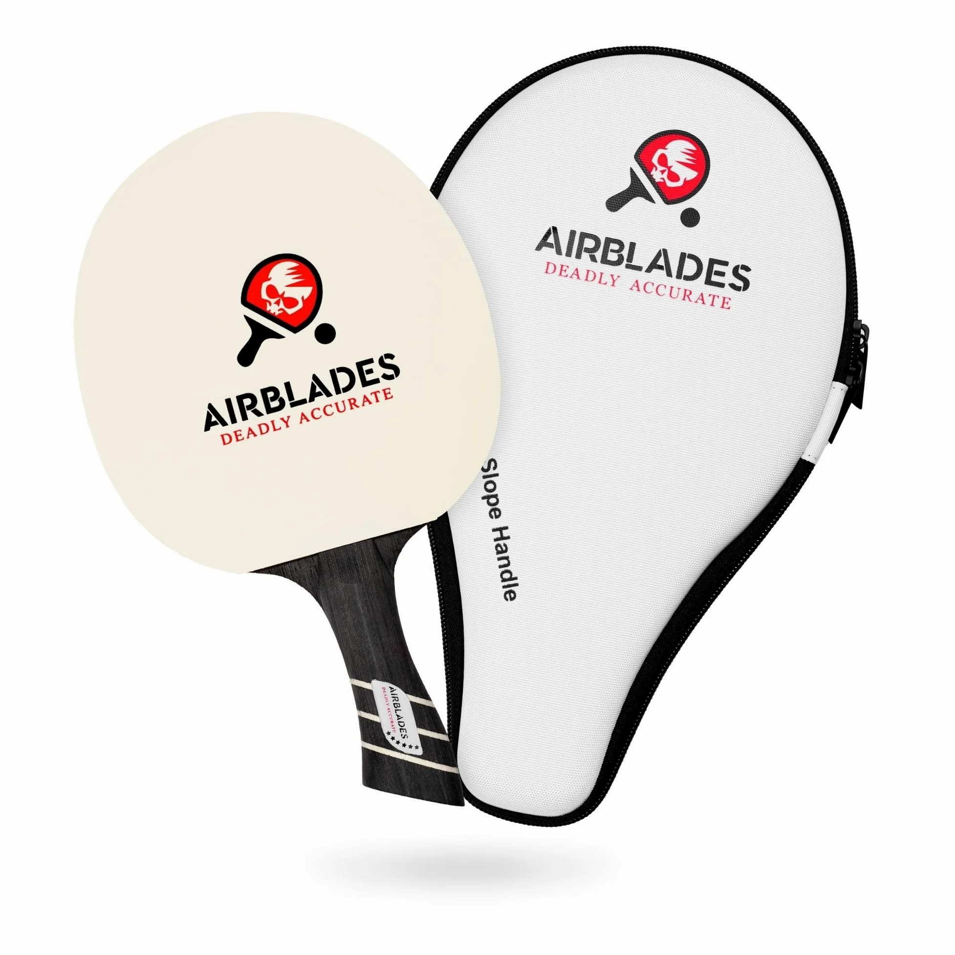 Pala de ping pong profesional con funda de transporte rígida, raqueta de tenis de mesa profesional, pala de tenis de mesa con mango ergonómico, 5 cuchillas de madera con goma y esponja de primera