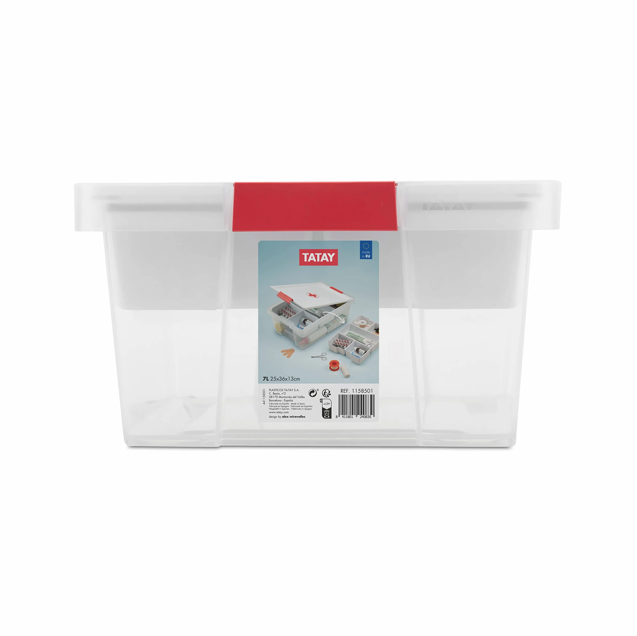 Tatay Caja Botiquín 7L Plástico Reciclado Libre BPA 25x36x13,5 cm Blanco
