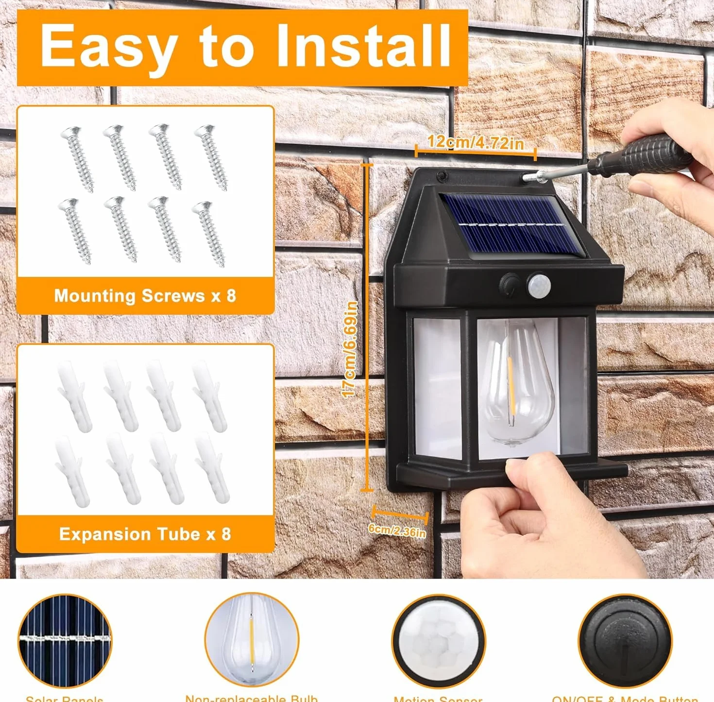 Joomer 4 Paquete Luz Solar Exterior IP65 Impermeable con Sensor de Movimiento, Blanco Cálido
