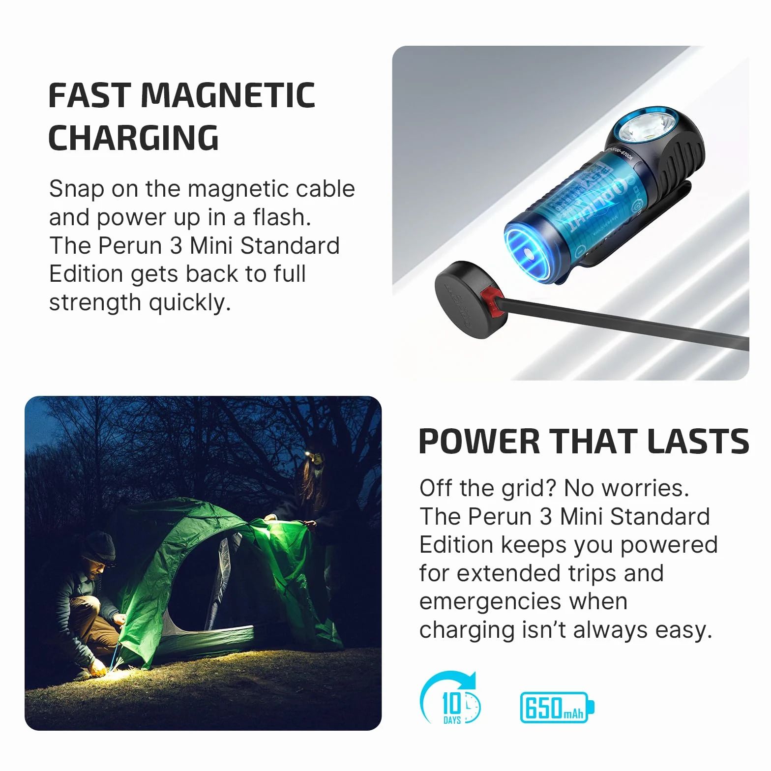 OLIGHT Perun 3 Mini linterna frontal LED de 1200 lúmenes, linterna frontal recargable con opción de luz roja, ideal para camping, trabajo, reparaciones y al aire libre (HCRI negro)