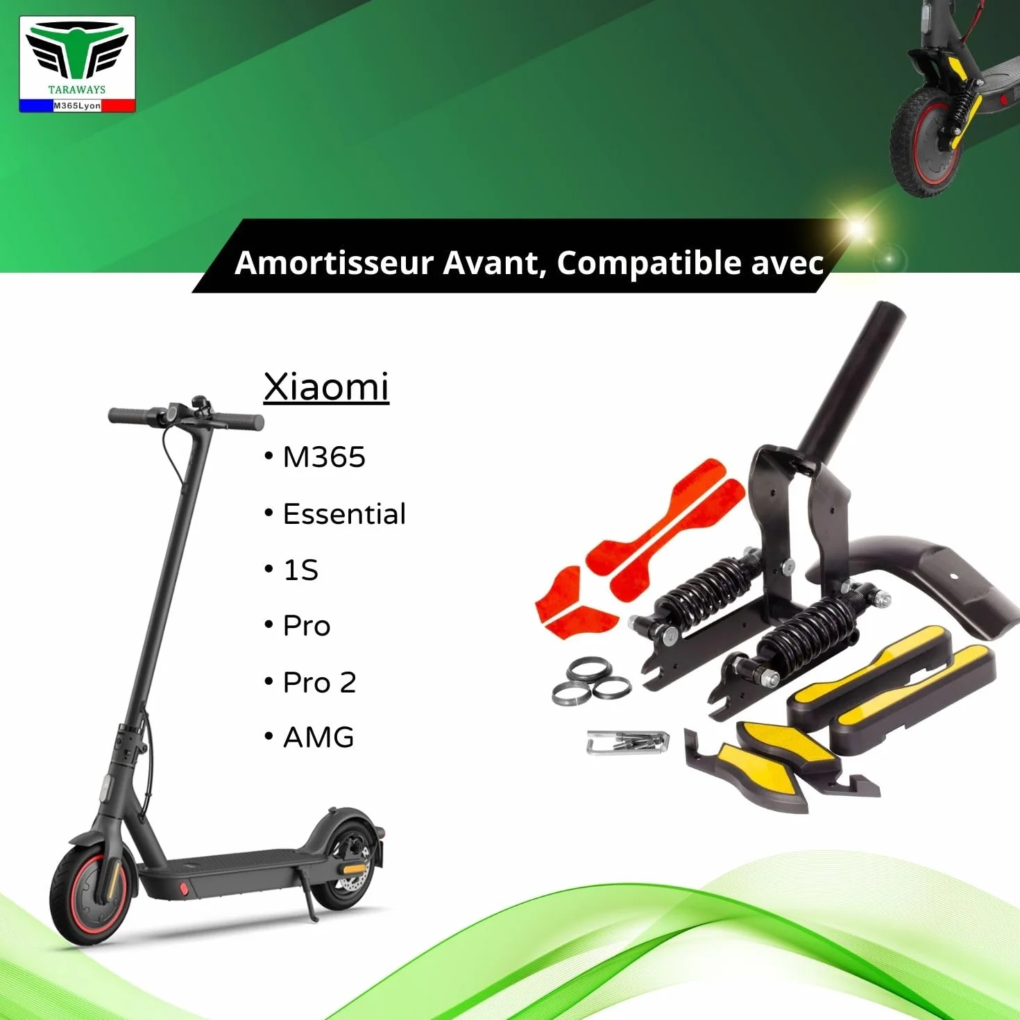 Horquilla amortiguadora delantera compatible con patinete Xiaomi M365/1S / Essential Lite/Pro/Pro 2