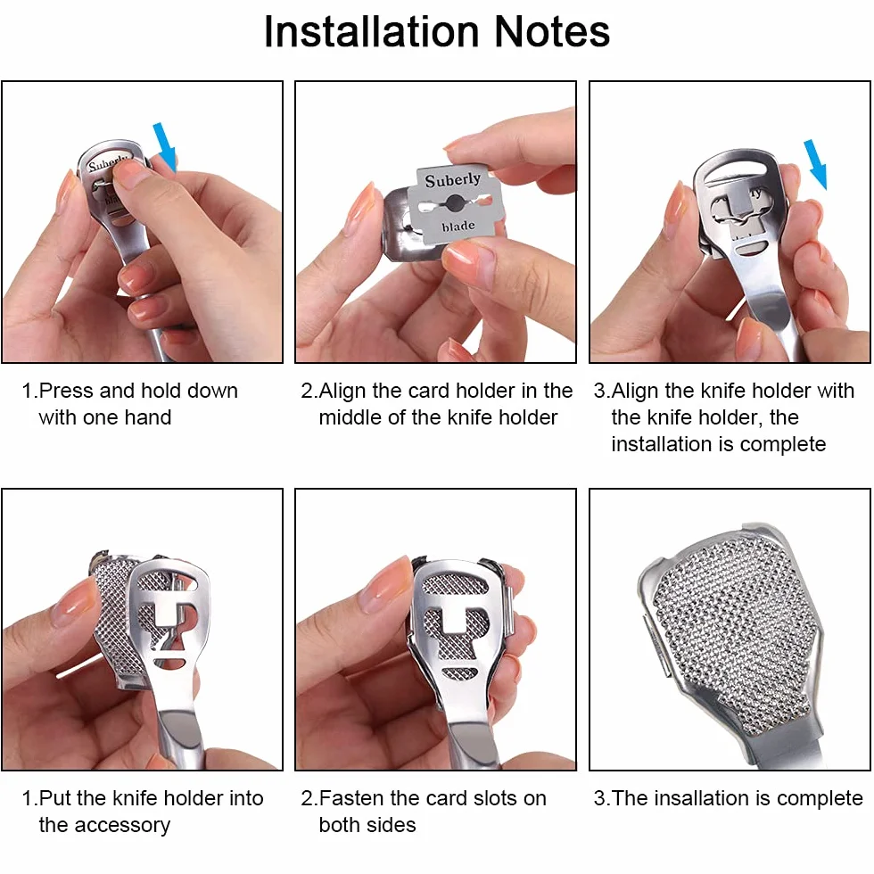 URAQT Eliminador de Callos y Callosidades, Raspador de Pies con 10 Cuchillas, Acero Inoxidable