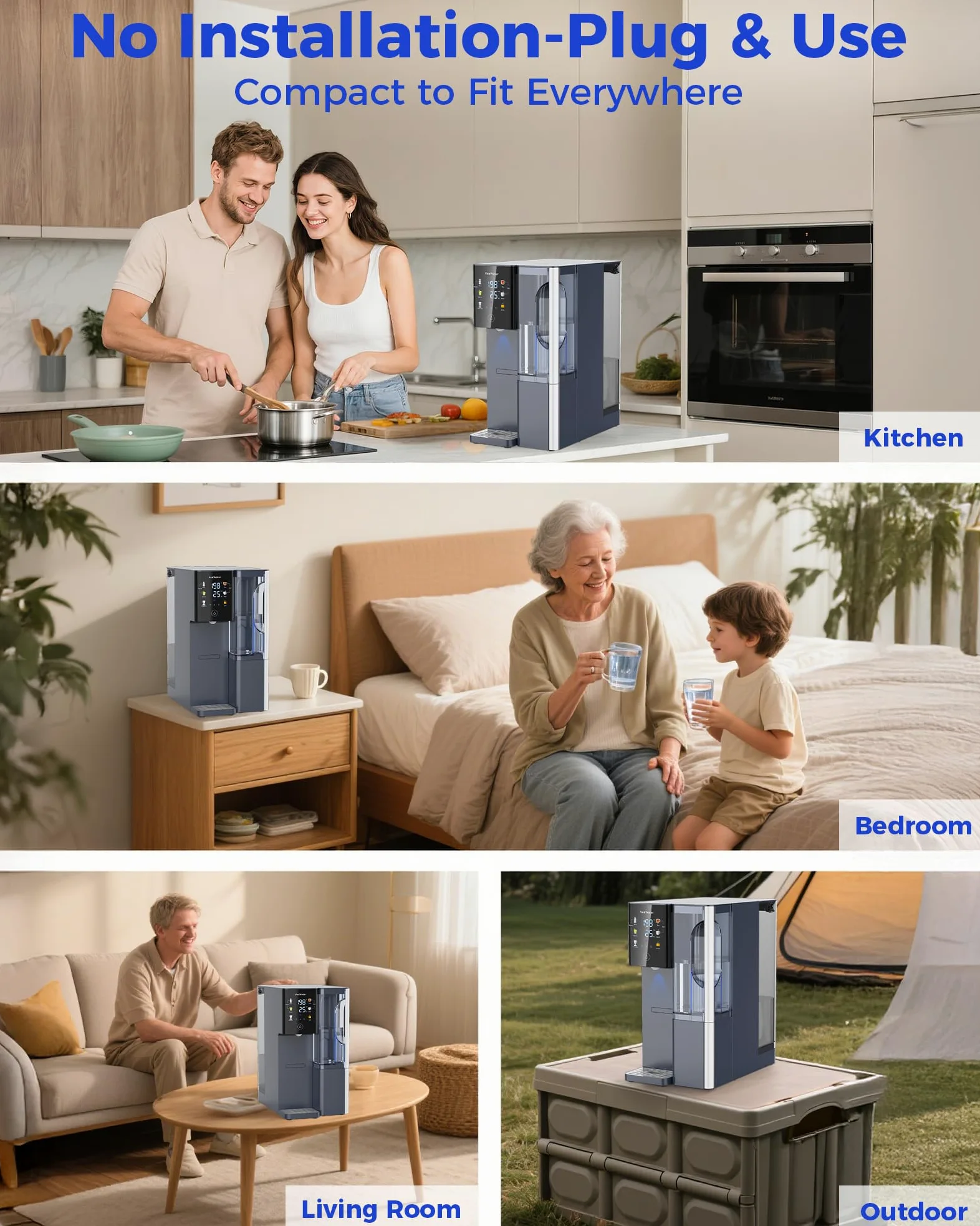CT910H Encimera de filtro de agua de ósmosis inversa, sistema de filtración de agua caliente instantánea 3S, purificador de agua de 7 etapas con jarra extraíble, NSF/ANSI 372, reduce TDS PFAS