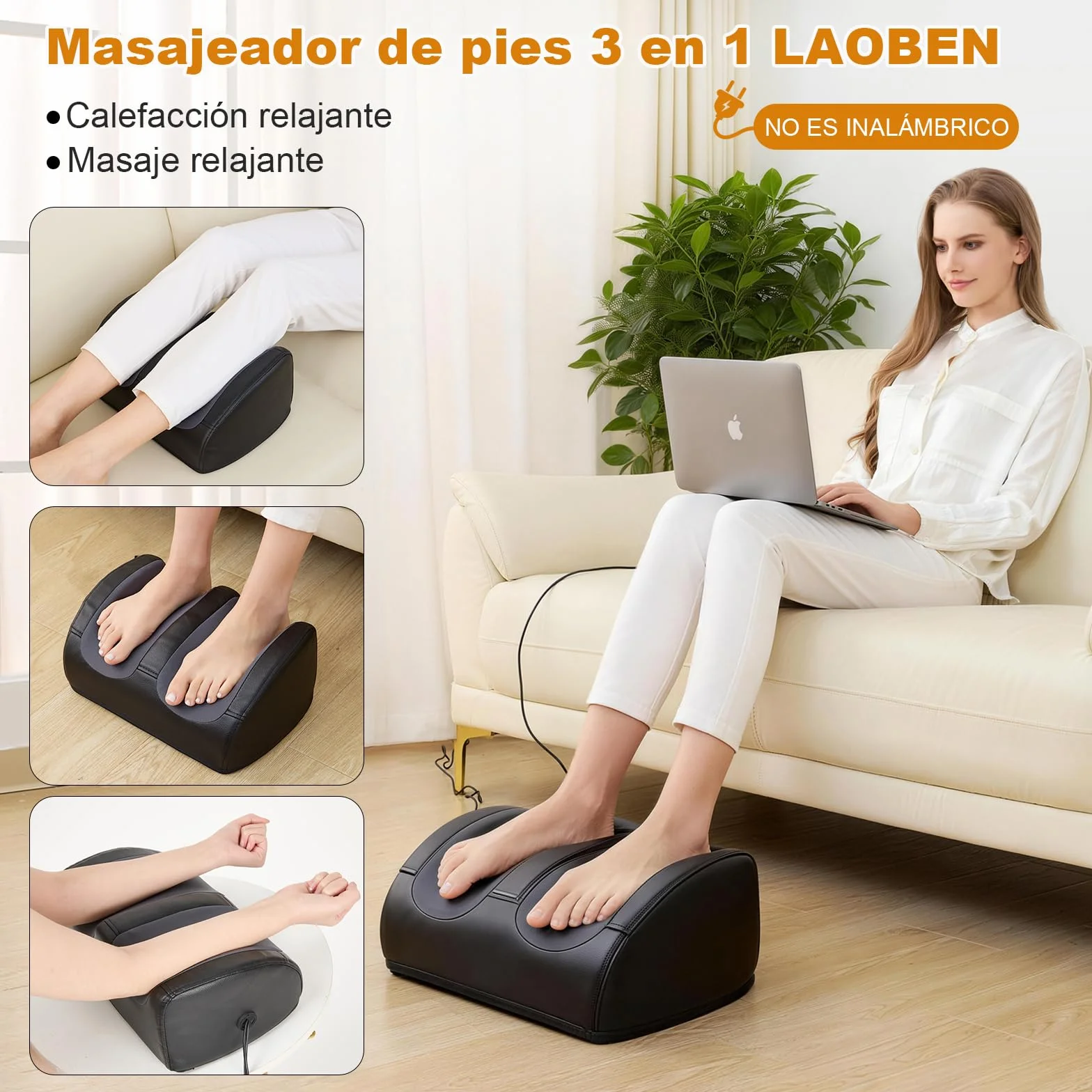 LAOBEN Masajeador de Pies Shiatsu con Calefacción, Masaje de Tejido Profundo