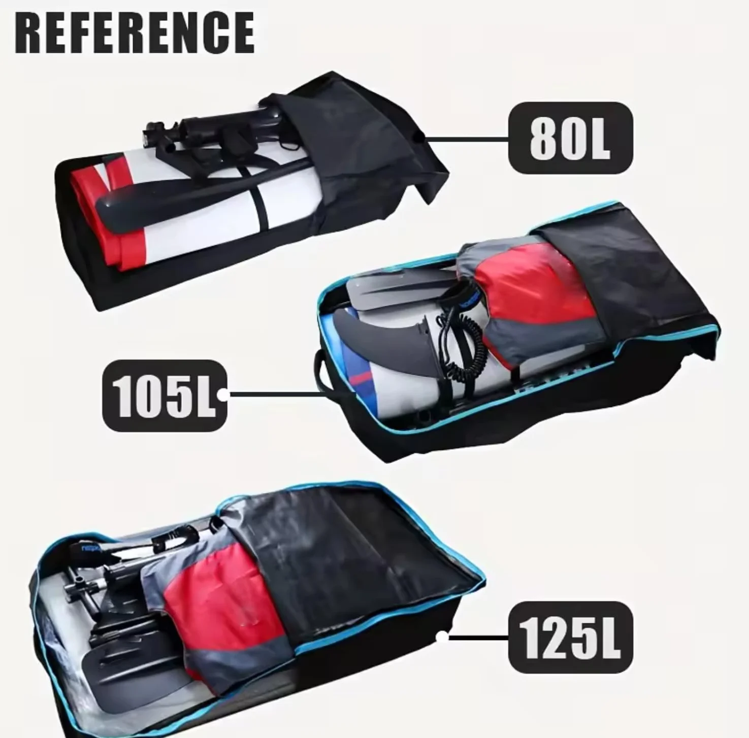 LIXADA Mochila inflable para tabla de remo 80L 105L 125L resistente al desgarro