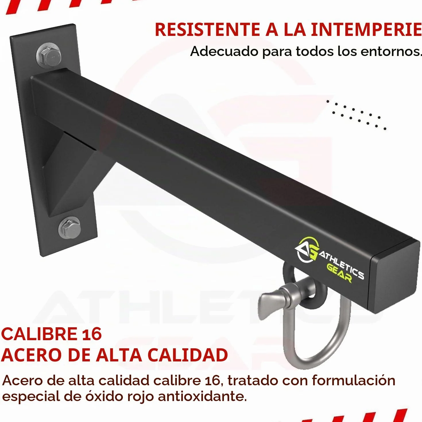 Athletics Gear Soporte para Saco de Boxeo de Pared 30 cm Hierro Calibre 16 Grillete en D Giratorio