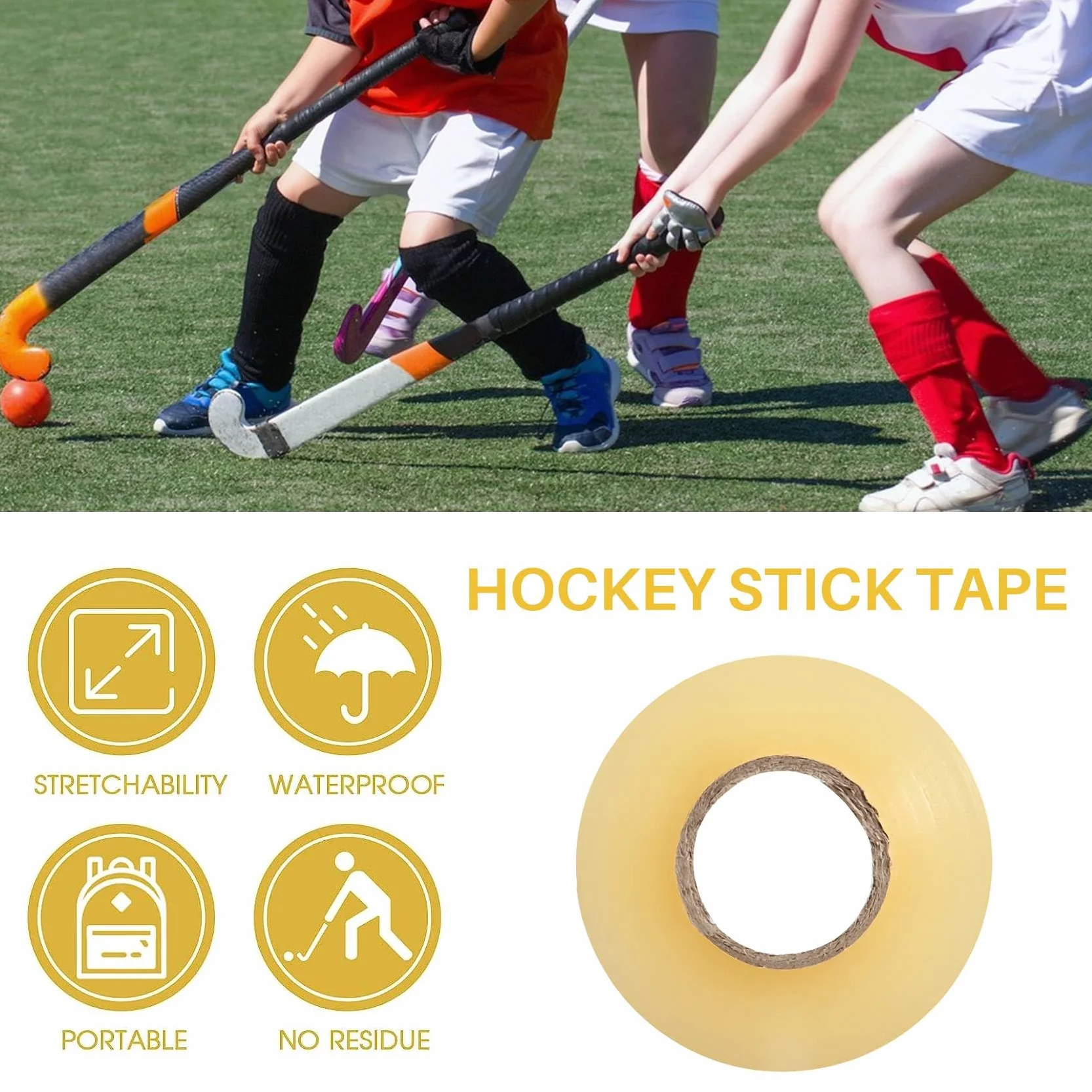 Paquete de 6 Cintas Transparentes para Hockey Cinta Multiusos Rollo de Espinilleras Rollo de Cinta para Equipo Deportivo 2,4 Cm X 28M Regalos Deportivos para Hockey