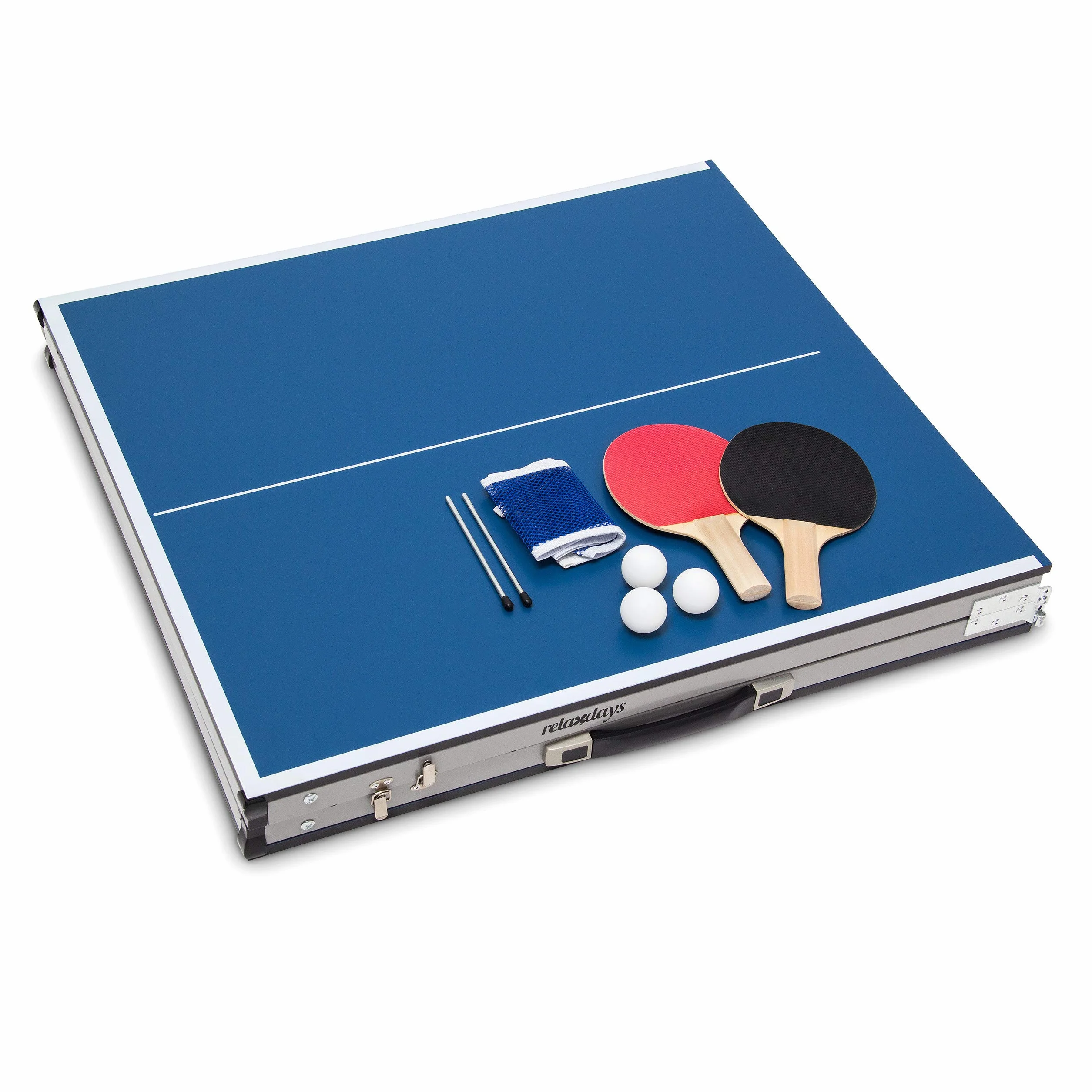 Relaxdays Mesa Ping Pong Exterior Plegable con Red, Pelotas y Raquetas, 150 cm