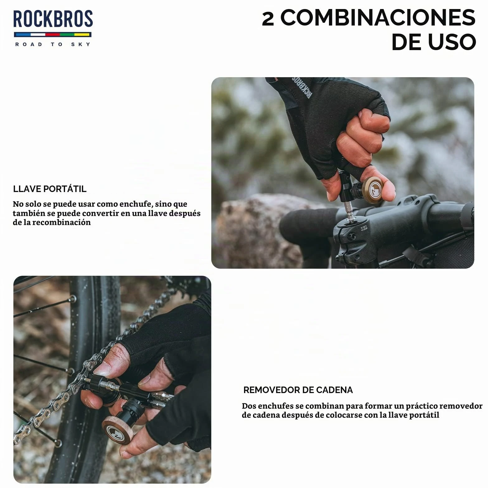 ROCKBROS Road to Sky Multiherramienta Bicicleta 5 en 1 Herramientas de Reparación Multifunción Mantenimiento Herramientas para MTB Bicicleta Carretera BMX