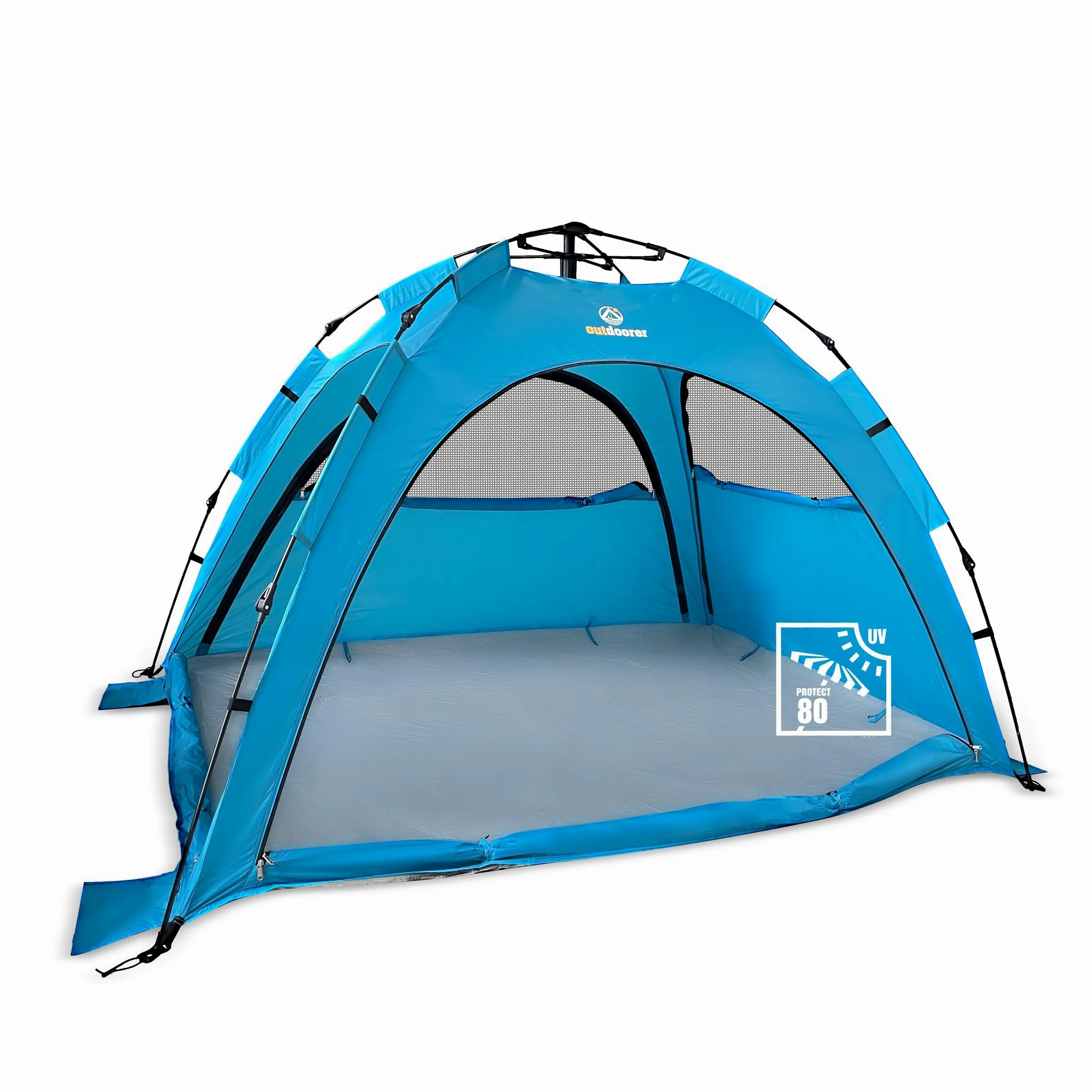 outdoorer Sun Snapper Air - Refugio de playa con 4 puertas y 3 ventanas, montaje rápido, protección UV 80, protección visual y protección contra insectos