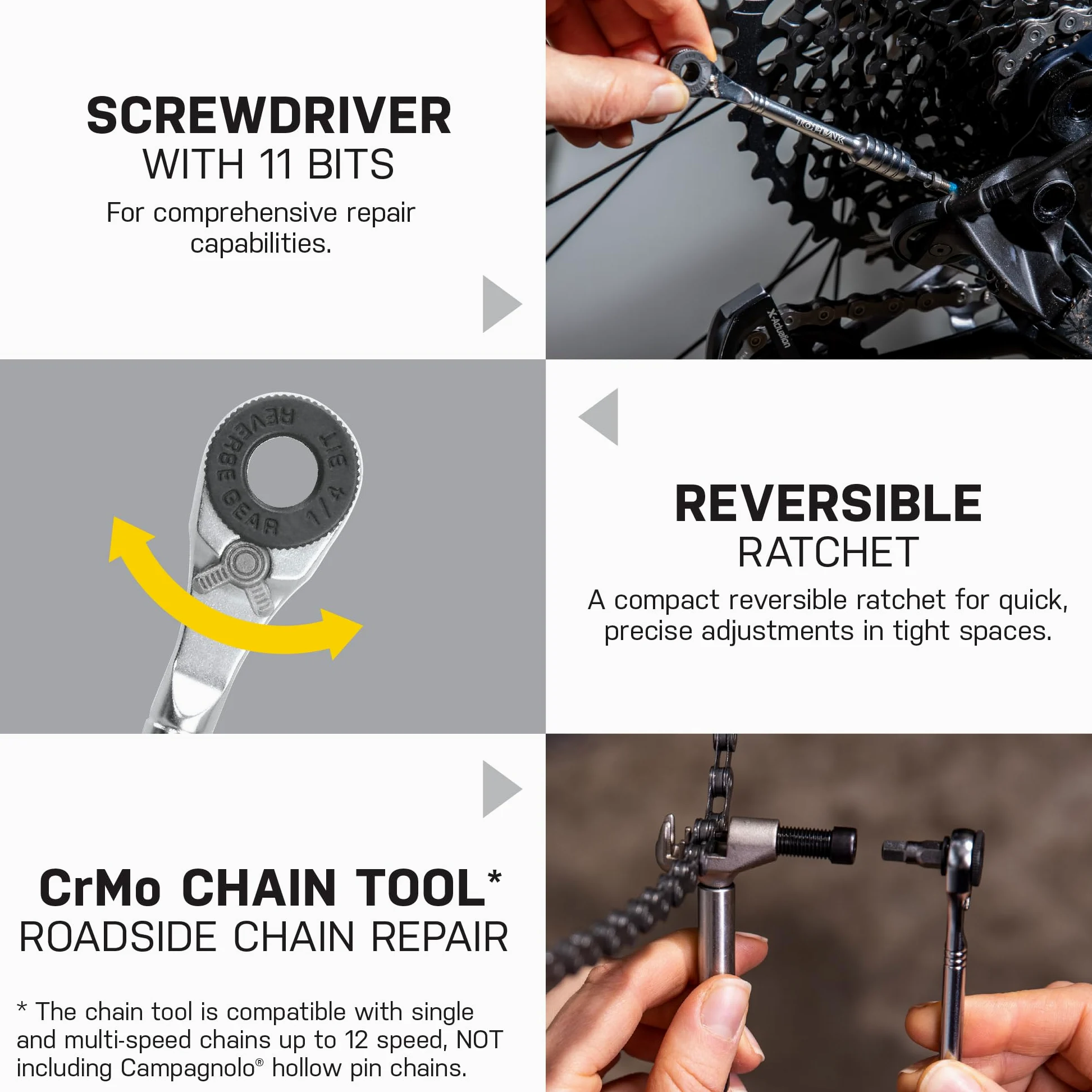 Topeak Ratchet Rocket Lite NTX + negro, caja abierta de tamaño único | Puntas Allen y Torx, destornillador Phillips, herramienta de cadena, portapuntas magnético y estuche