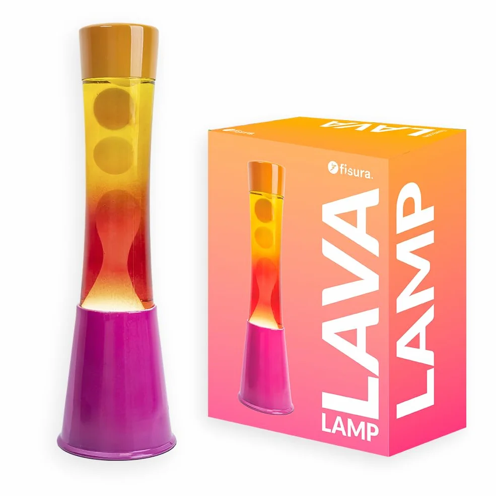 Lámpara de lava Fisura rosa naranja degradada 11 cm x 11 cm x 39,5 cm con bombilla de repuesto