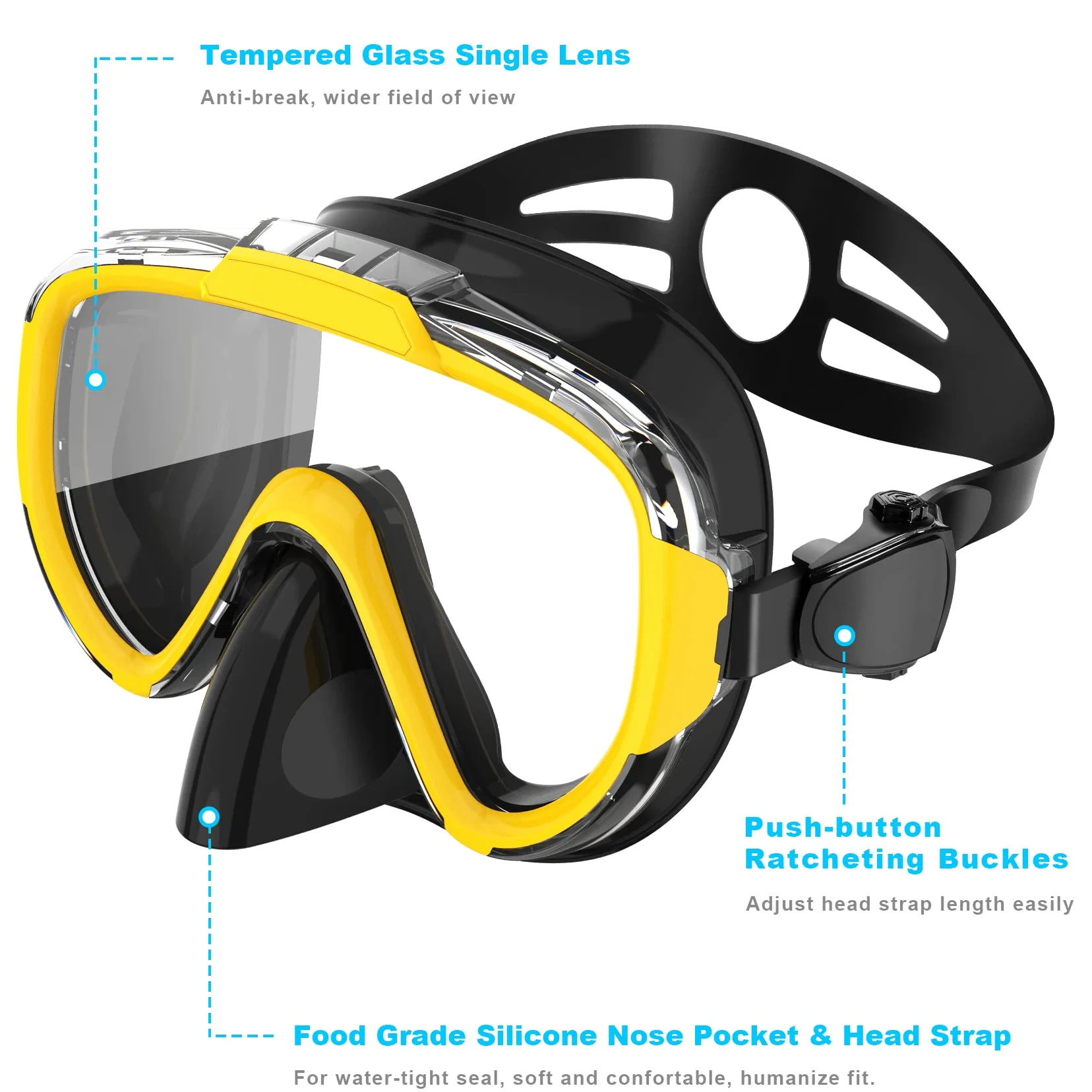 Zipoute Snorkel - Juego de esnórquel, Equipo de esnórquel para Adultos, Lente panorámica antifugas y antivaho, Juego de esnórquel Ajustable para Adultos, Kit de esnórquel de Buceo y natación