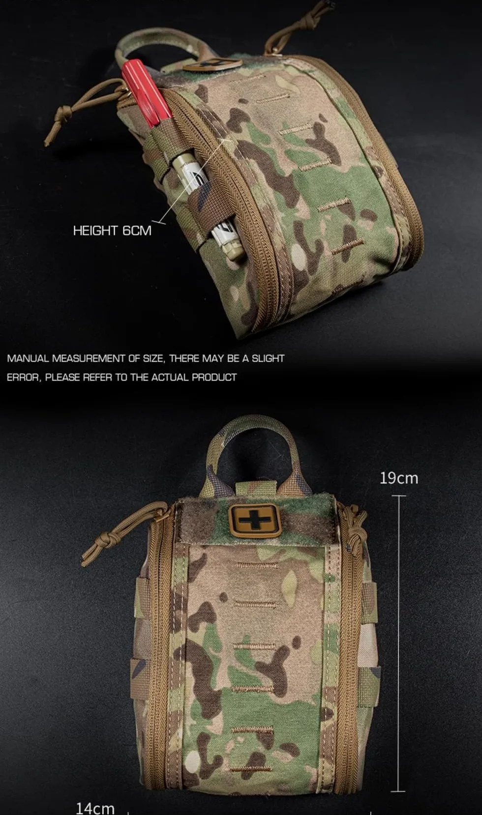 Peminkoo Bolsa de Primeros Auxilios para Acampar, botiquín médico táctico Molle, Bolsa de Supervivencia de Emergencia para Exteriores, Accesorios de Caza, Bolsa, Soporte EMT