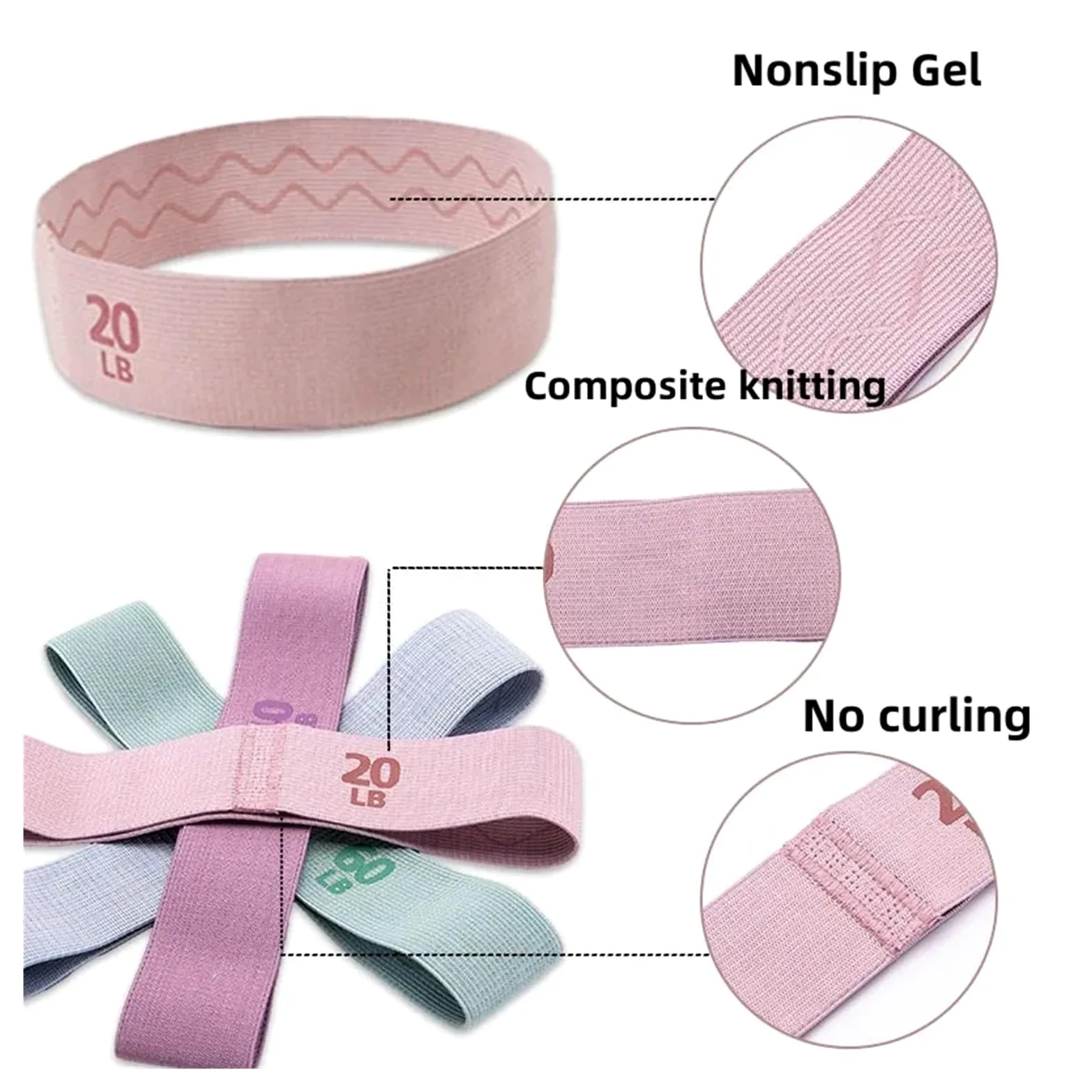 Gomas Elasticas Musculacion Banda de Resistencia for glúteos, Bandas elásticas for glúteos y Muslos, Banda de Goma for Ejercicio, Equipo de Gimnasio y Yoga(4PCS Set)