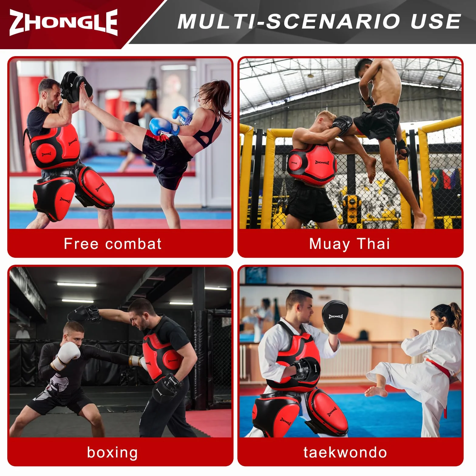 Protector de Cuerpo de Boxeo Profesional de Cuero para Entrenador, MMA, Kickboxing, Taekwondo
