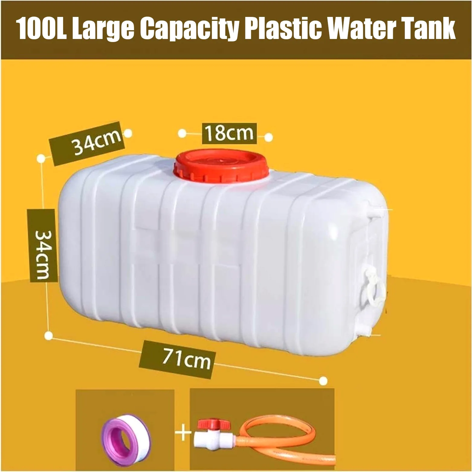 Contenedor de Agua Cubos De Plástico De Calidad Alimentaria 25L/50L/100L/150L/200L Portátil Agua Potable Depósito，Senderismo Camping Picnic Travel BBQ Tanques De Almacenamiento De Agua Domé(Size:100L)
