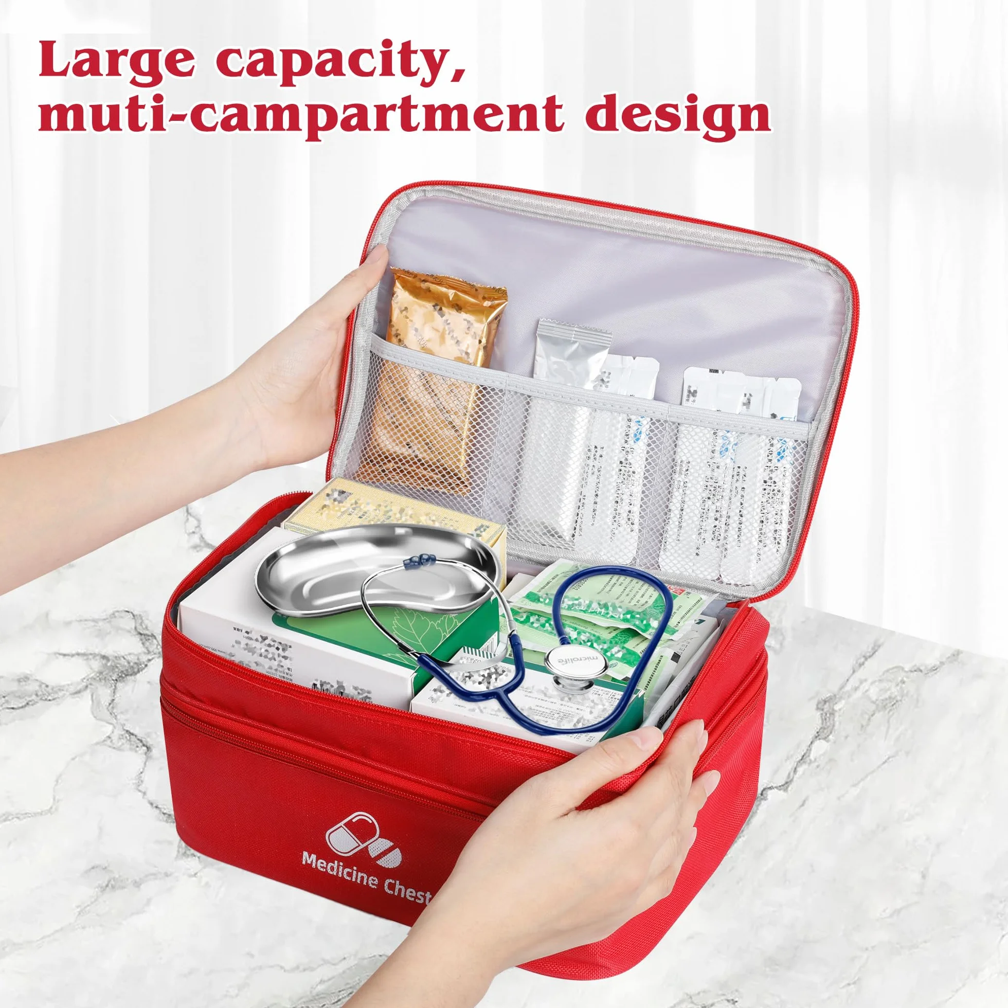 Romon Bolsa Primeros Auxilios Portátil Impermeable Gran Capacidad Botiquín Médico Vacío Rojo