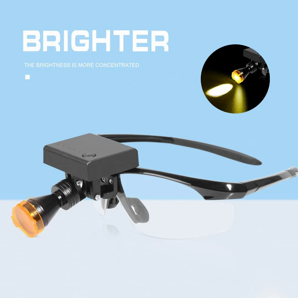 Faro delantero inalámbrico integrado de 5 W con filtro óptico para lupas binoculares