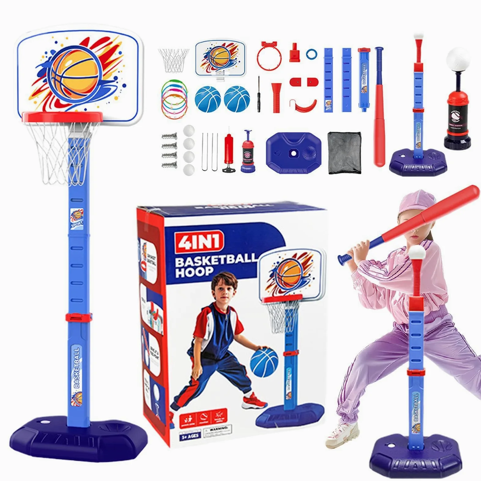 Canasta De Baloncesto Infantil Interior Juguete Deportivo Portátil para | Set De T Ball Y Juego De Lanzamiento De Anillas Juguetes De Baloncesto Para Niños De 1 A 8 Años