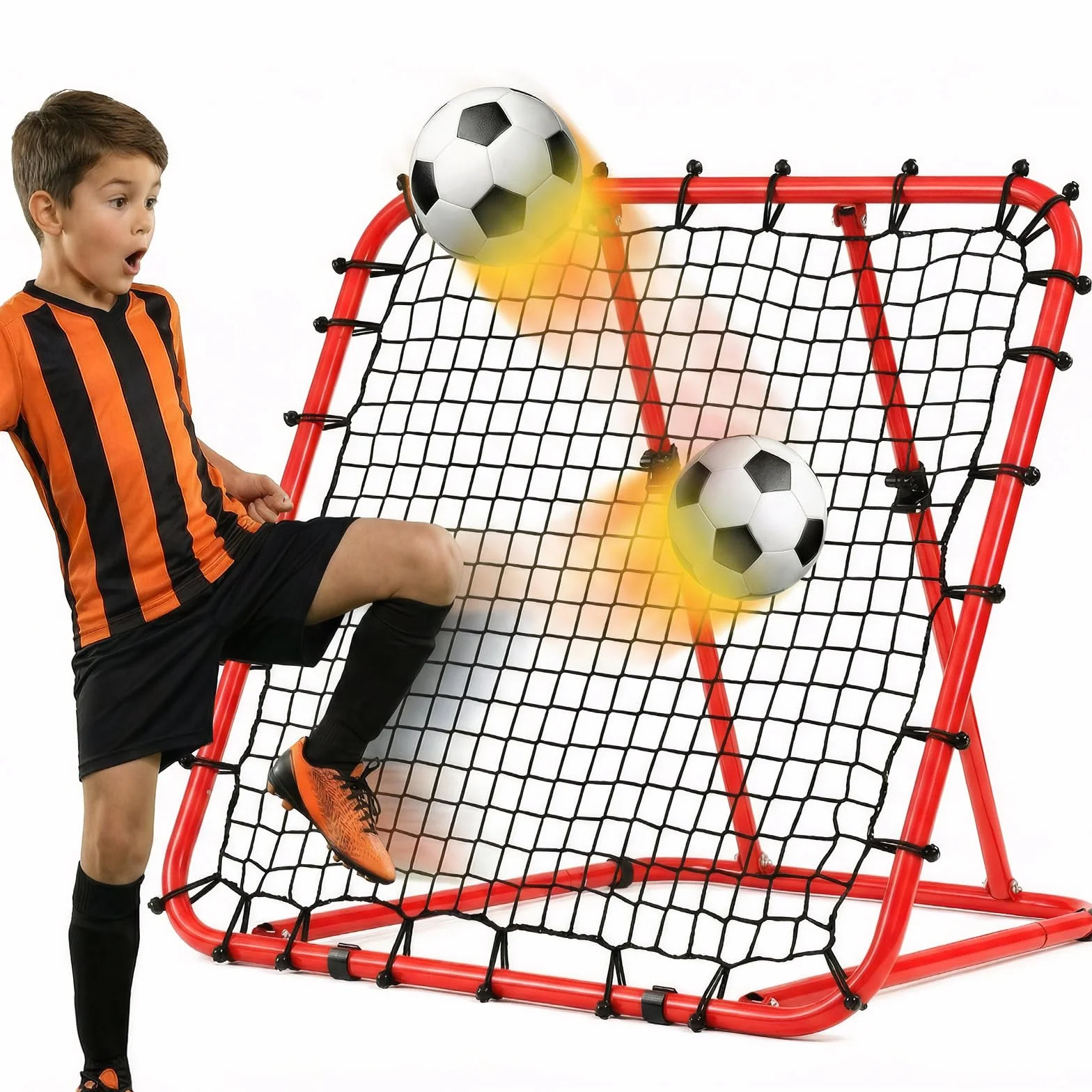 LARMNEE Reboteador de Fútbol con Ángulo Ajustable 0°-75°, Red de PE, Entrenamiento Portátil