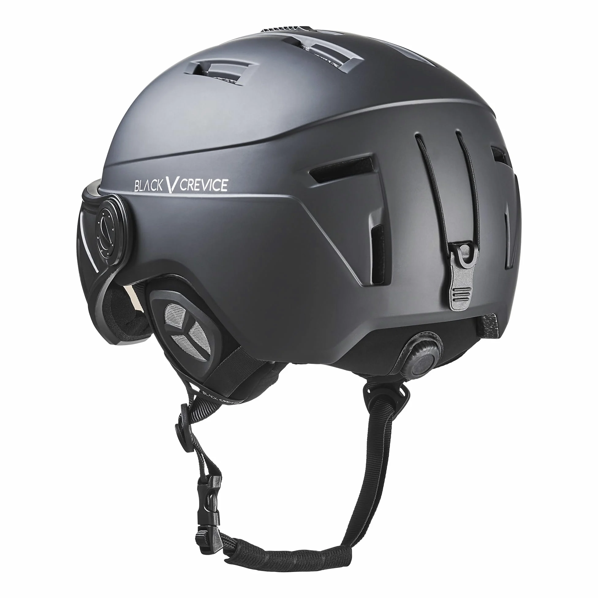 BLACK CREVICE St.Moritz - Casco de esquí con Visera, Casco de esquí Ajustable para Hombre y Mujer, Casco de esquí con Soporte para Gafas de esquí, antivaho, Casco de esquí y Snowboard con Funda