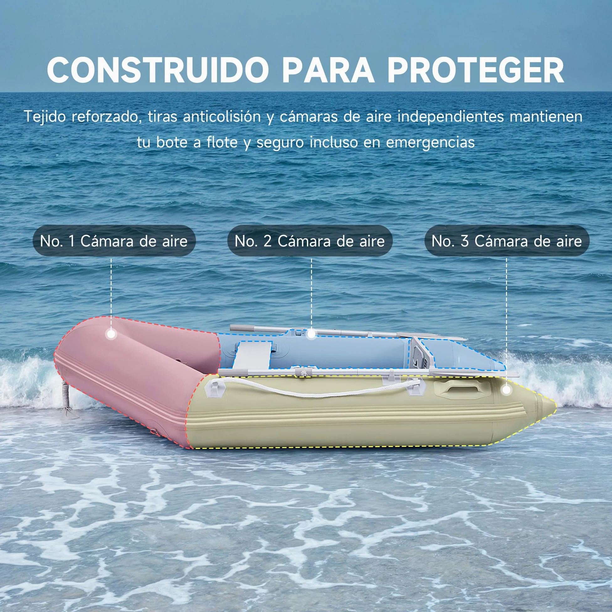 CO-Z Bote Inflable para Adultos Bote Inflable para 4 Personas, Capacidad de 450 kg, Base de aleación de Aluminio para Pesca náutica, Juego Compatible con Motor fueraborda