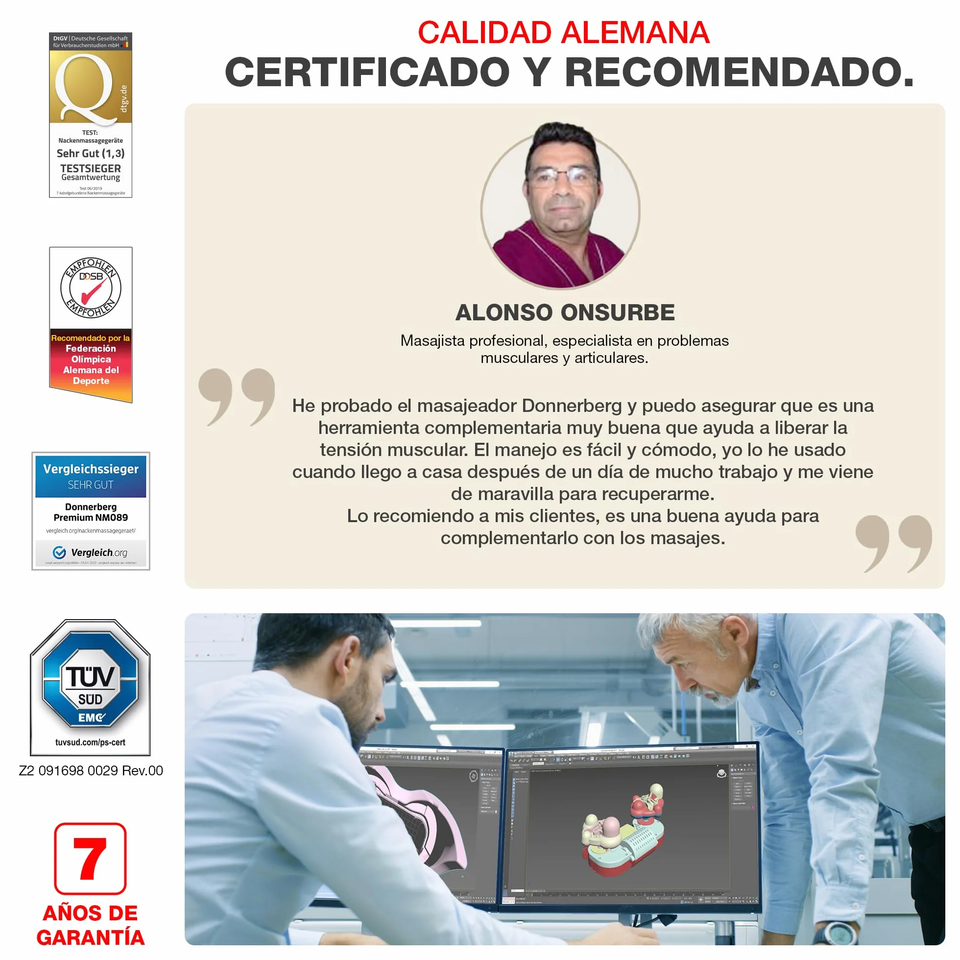 Donnerberg Masajeador Cervical y Espalda Manual con Calor Infrarrojo