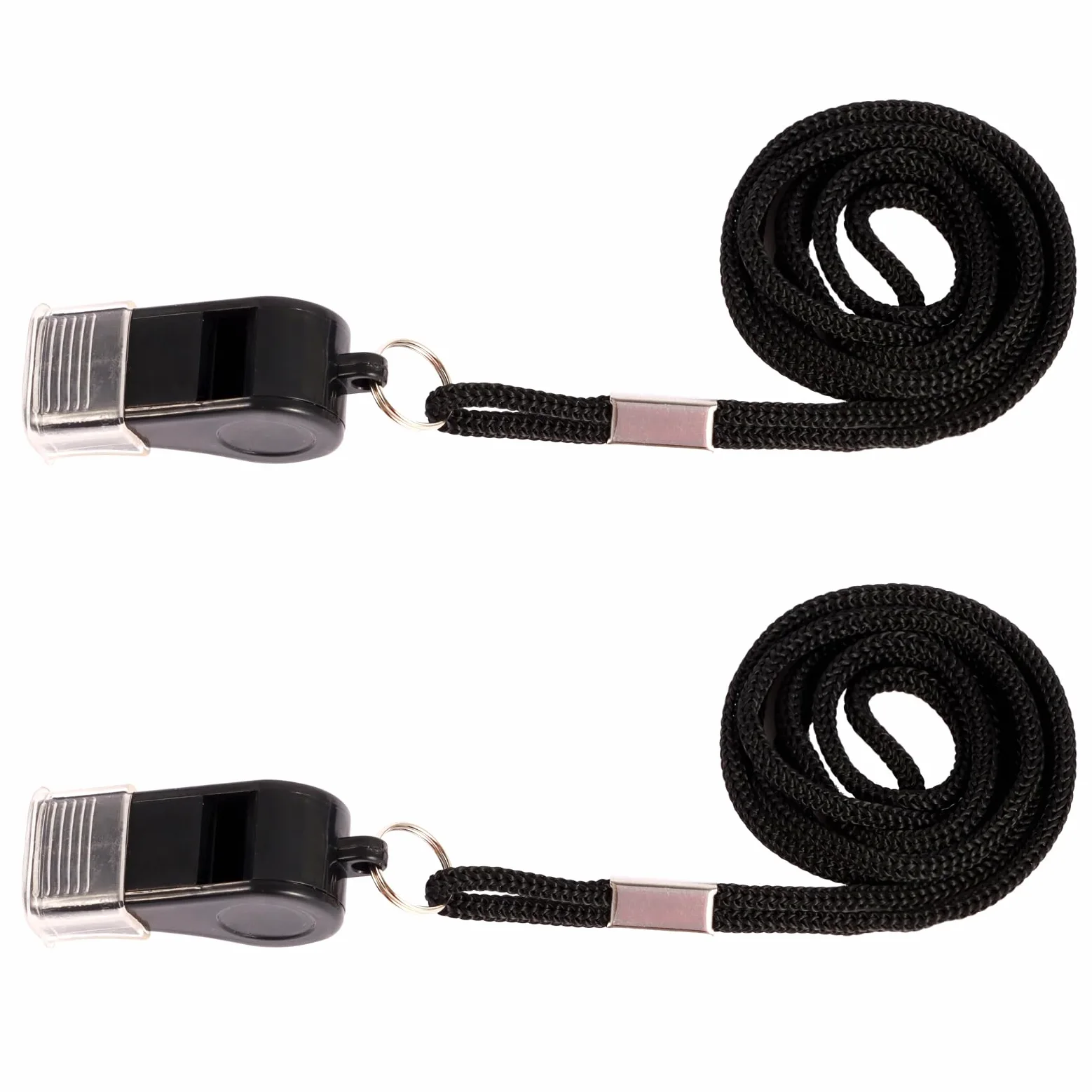 Plume'CHJ Silbato, 2 paquetes de silbatos deportivos de plástico con cordón, silbato de sonido fuerte y nítido, ideal para entrenadores, árbitros y funcionarios