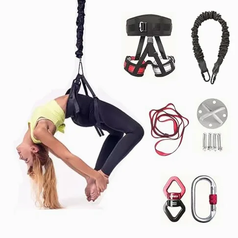 Arnés de fitness elástico 4D, kit de entrenamiento de suspensión para el hogar para entrenamientos de vuelo y baile, soporta 50-100 kg, aumenta la flexibilidad y la fuerza para todos los niveles de