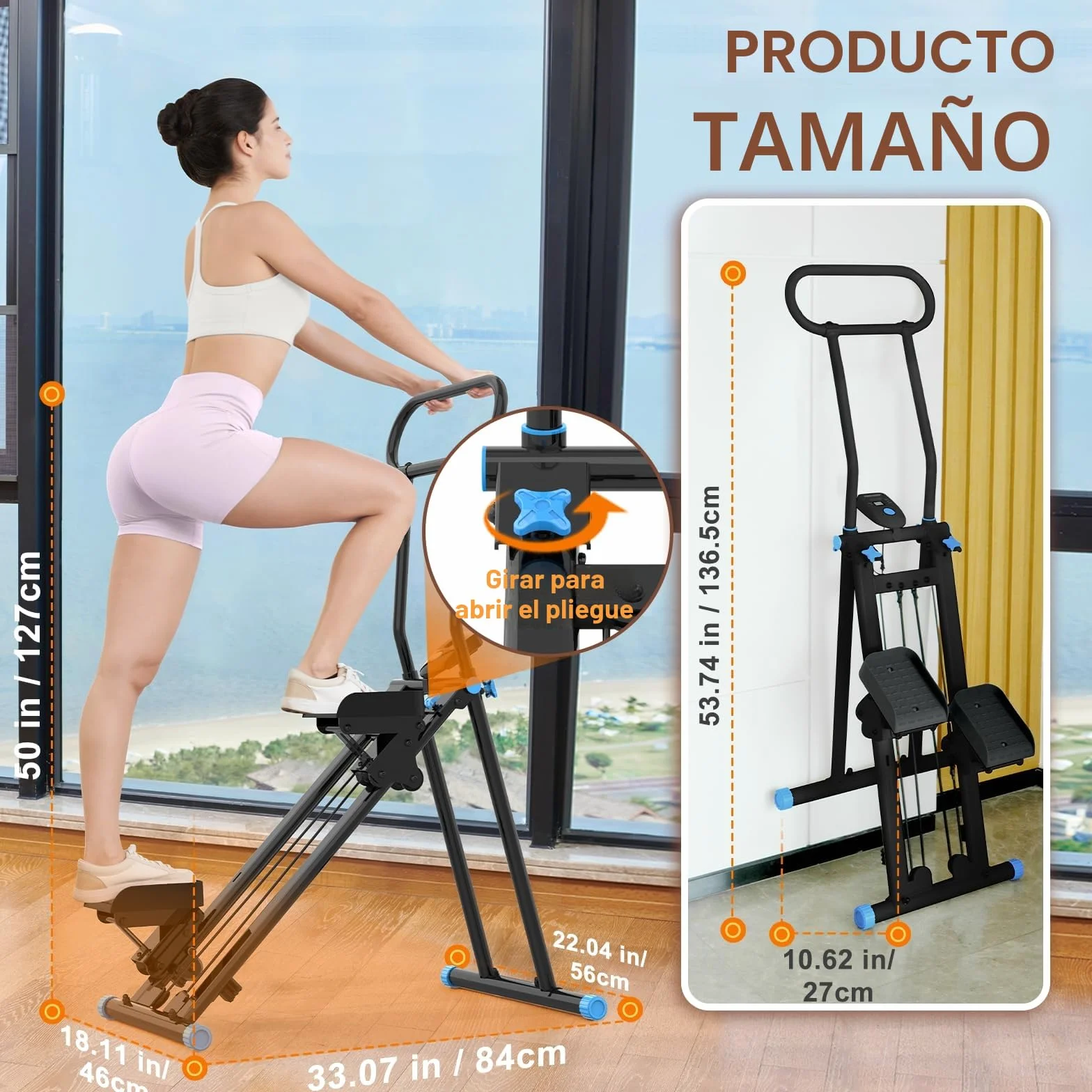 HXD-ERGO Vertical Climbing Machine, Stepper Pedal Portátil Plegable, Cross Trainer con Pantalla LCD para Herramientas, Entrenamiento en Casa, Gimnasio, Manillar Ajustable