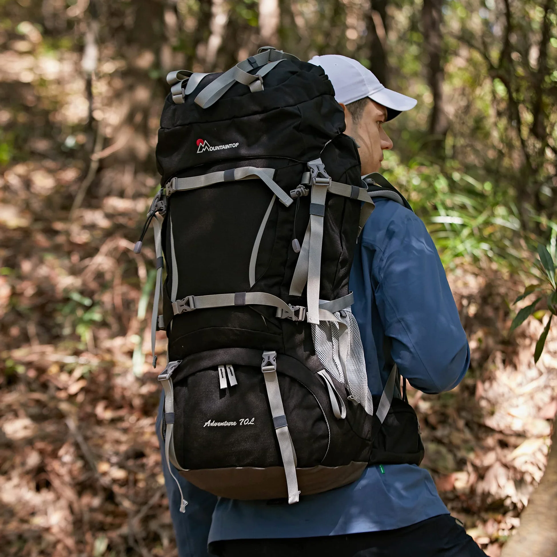 MOUNTAINTOP 70L Mochila de Senderismo para Hombre y Mujer, Mochila Trekking Unisex, Espaciosa y Resistente para Montaña, Viajes y Acampadas, con Soporte Lumbar Acolchado y Múltiples Bolsillos | Para trekking larga distancia y acampada, cremalleras YKK, fu