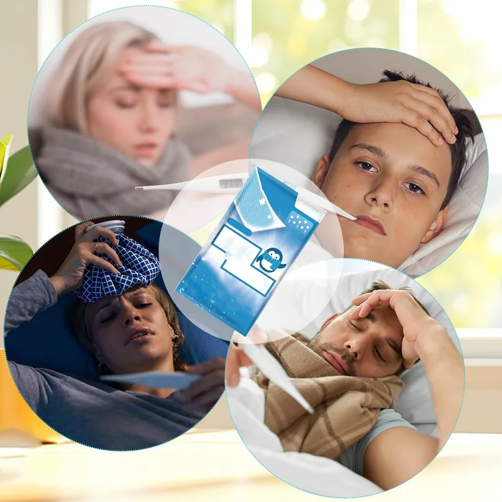 Parches Refrescantes para la Fiebre para Niños, Tiras para la Frente, Almohadillas de Gel Refrescante
