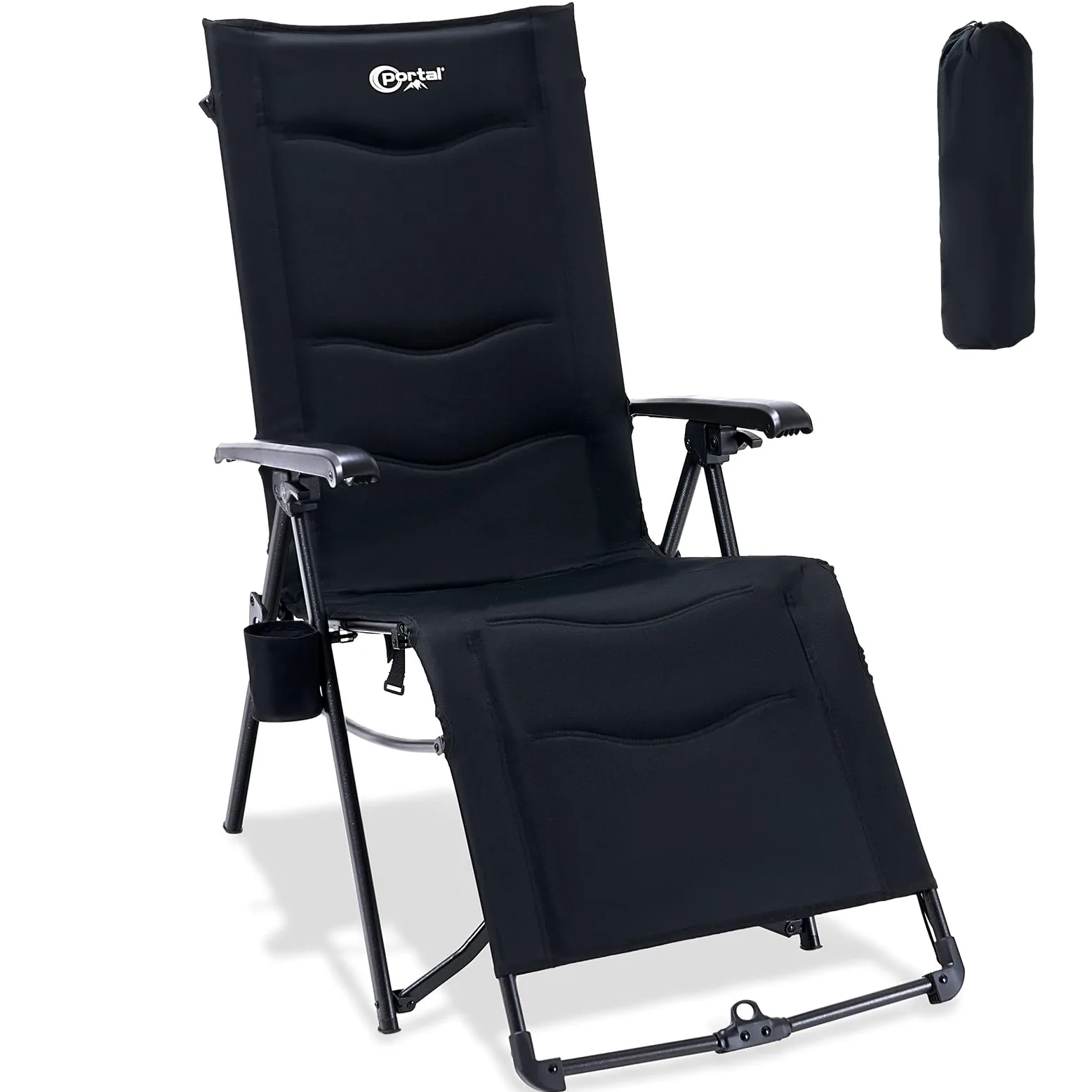 Portal Silla reclinable de camping para jardín, tumbona plegable, sillas de gravedad cero, resistentes de 180 kg, silla de cubierta con reposapiernas, silla de salón ajustable para exteriores, patio