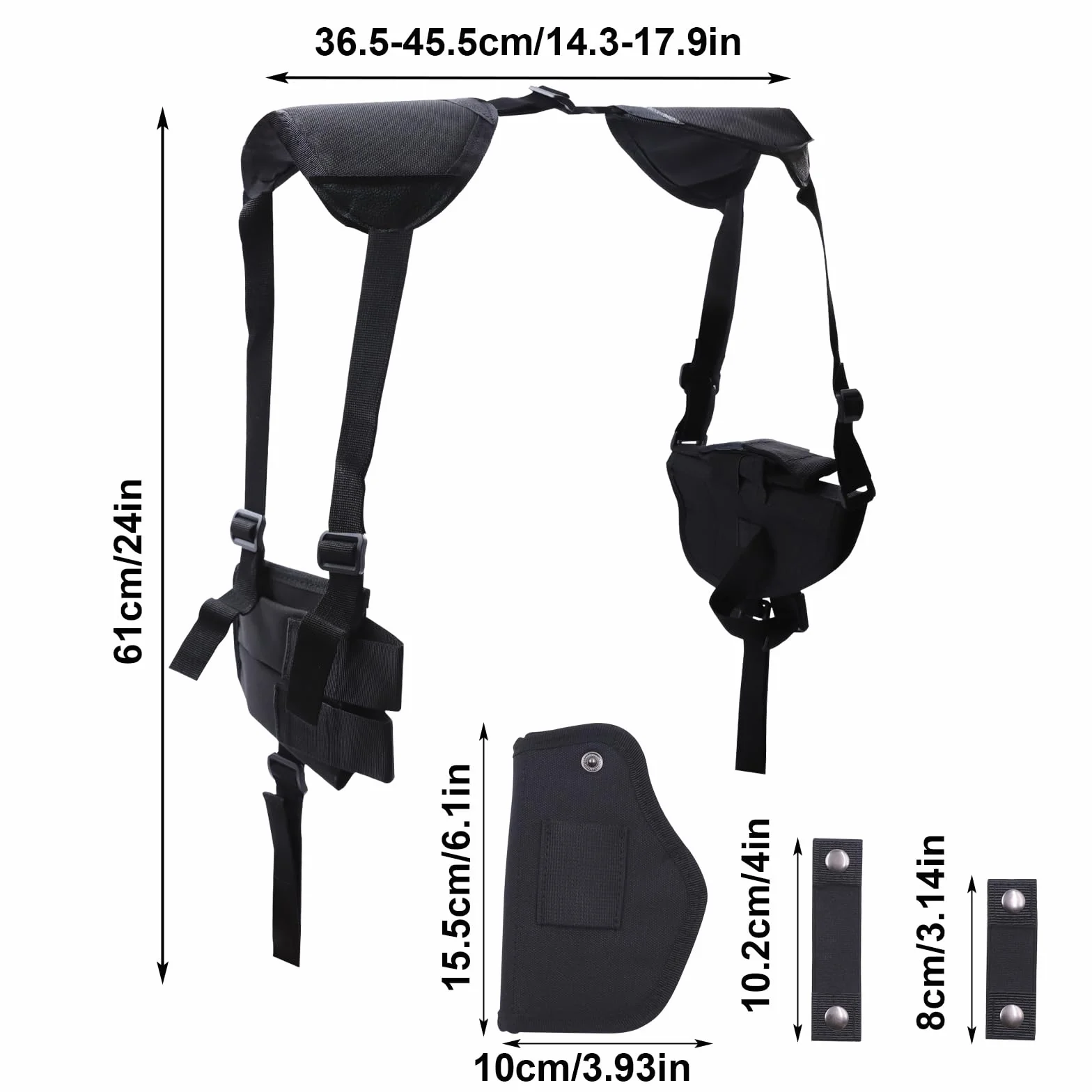 Funda de Hombro para Pistolas, 2-Pack Fundas Verticales Ajustables con Doble Carga, Oculto Alta Resistencia