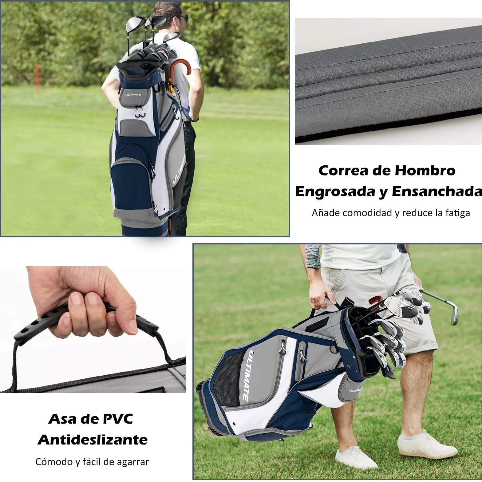 COSTWAY Bolsa Golf con 14 Palos, Bolsa de Carro de Golf Ligera y Portátil, 7 Bolsillos con Cremallera, Capucha para Lluvia, Cart Bag, Soporte para Paraguas, Unisex Adulto